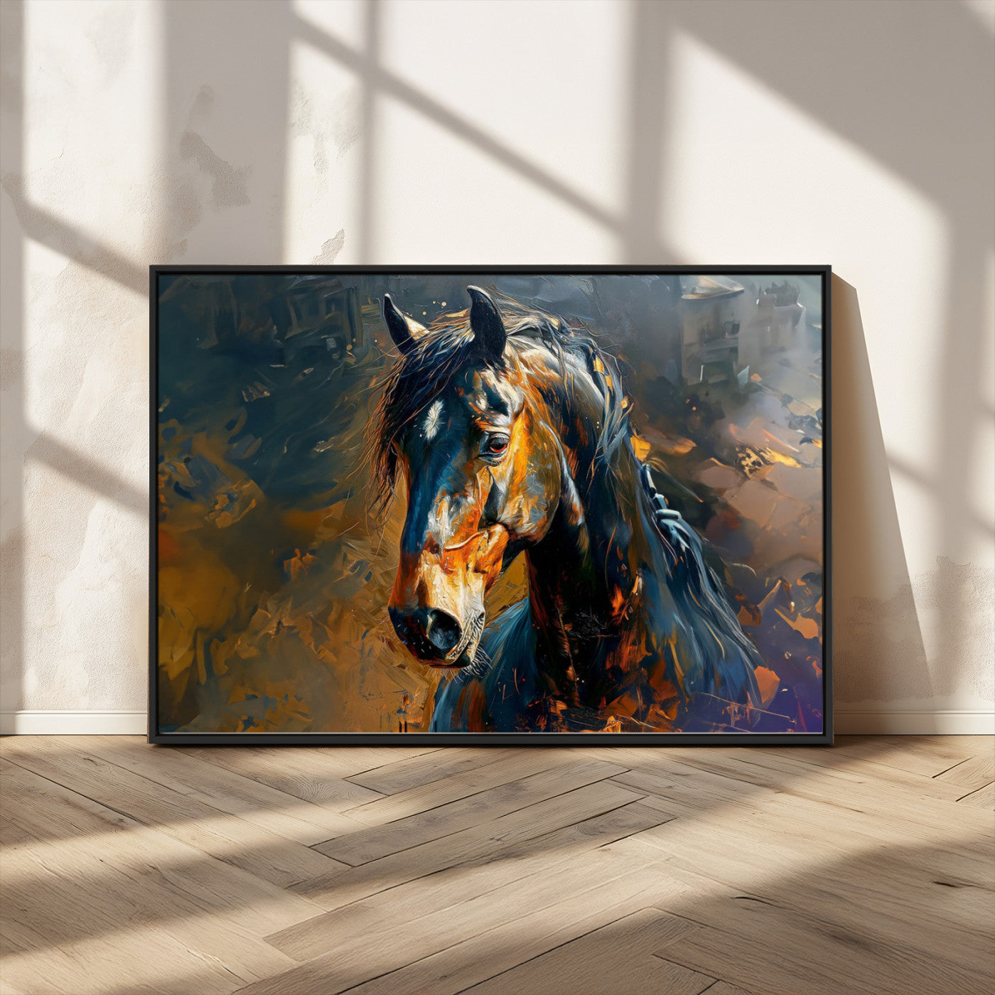 29909-MGV-CV-36X24-Abstract Horse Wall Art Canvas Print | Farmhouse Wall Decor | Western Cabin Art | Rustic Horse Decor