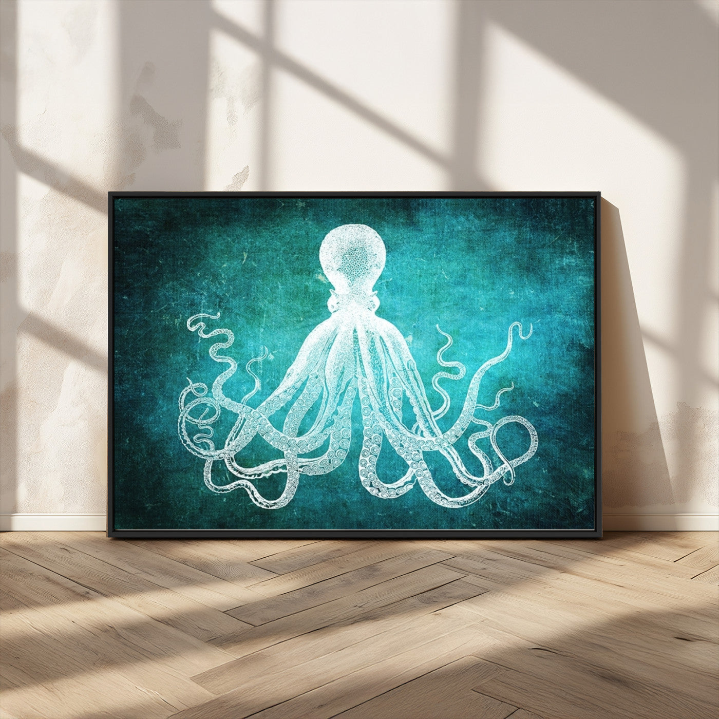 20773-MGV-CV-36X24-Green Octopus Abstract Wall Art Canvas Print