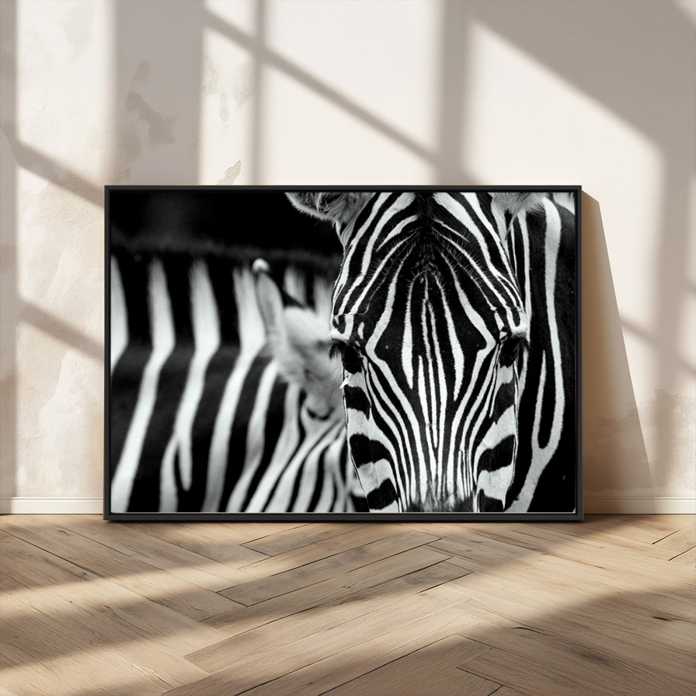 MGV-FC-36X24 - Zebra Wall Art – Close Up Black and White Animal Print, Bold Safari Decor for Living Room, Office, or Bedroom