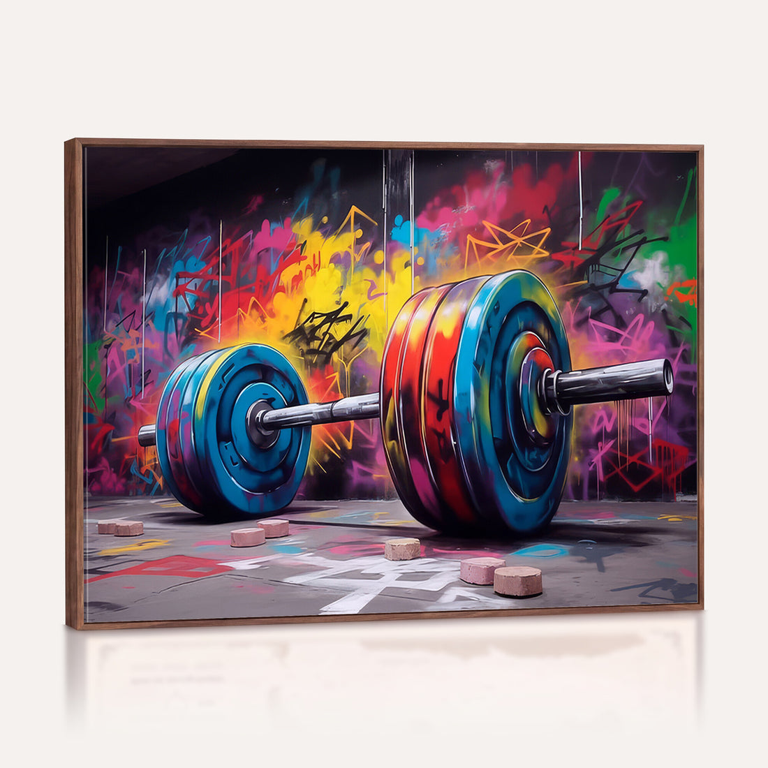 Abstract Graffiti Barbell Canvas Wall Art | Urban Fitness Meets Bold Street Art