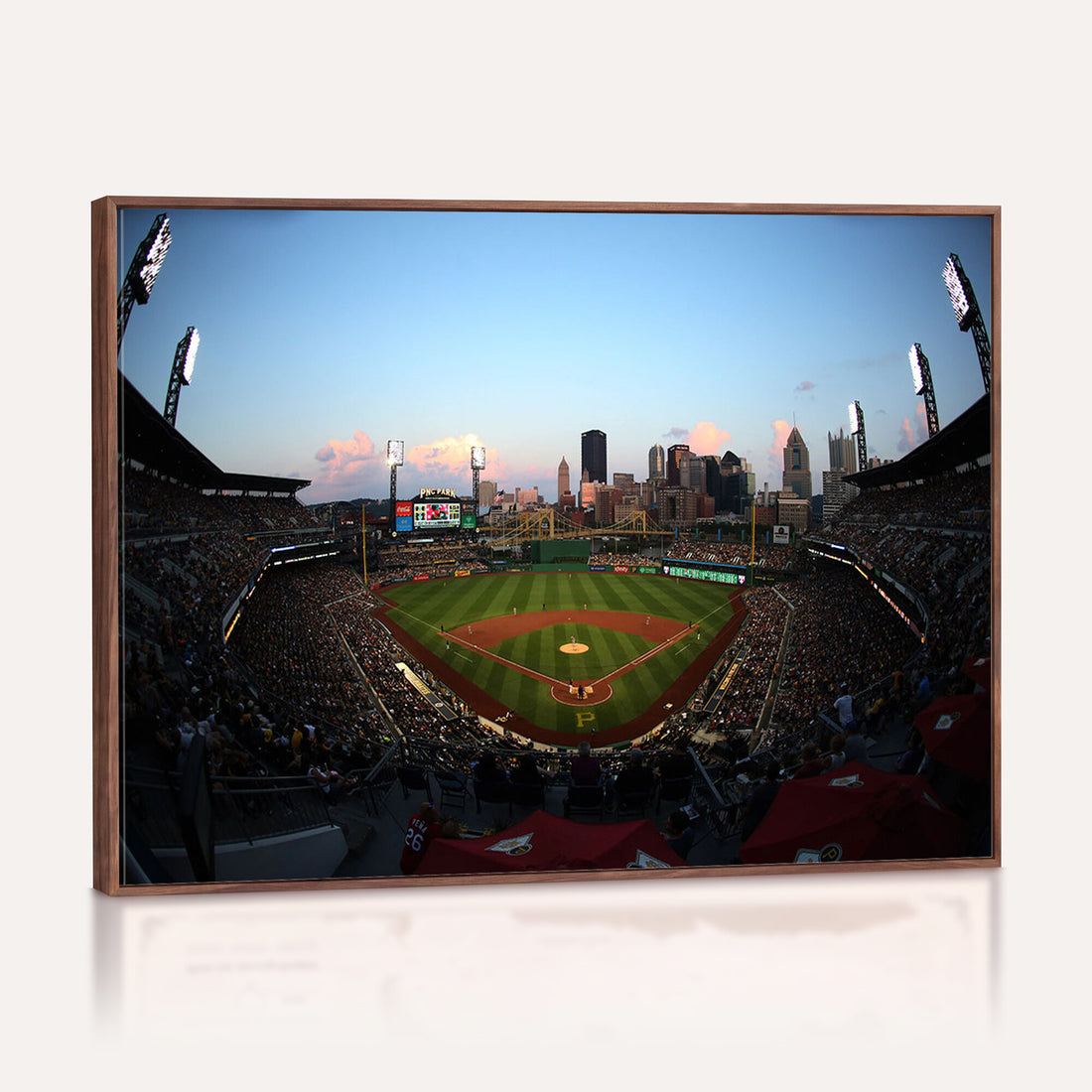 PNC Park Evening Game Triple Canvas Wall Art | Pittsburgh Pirates MLB Stadium