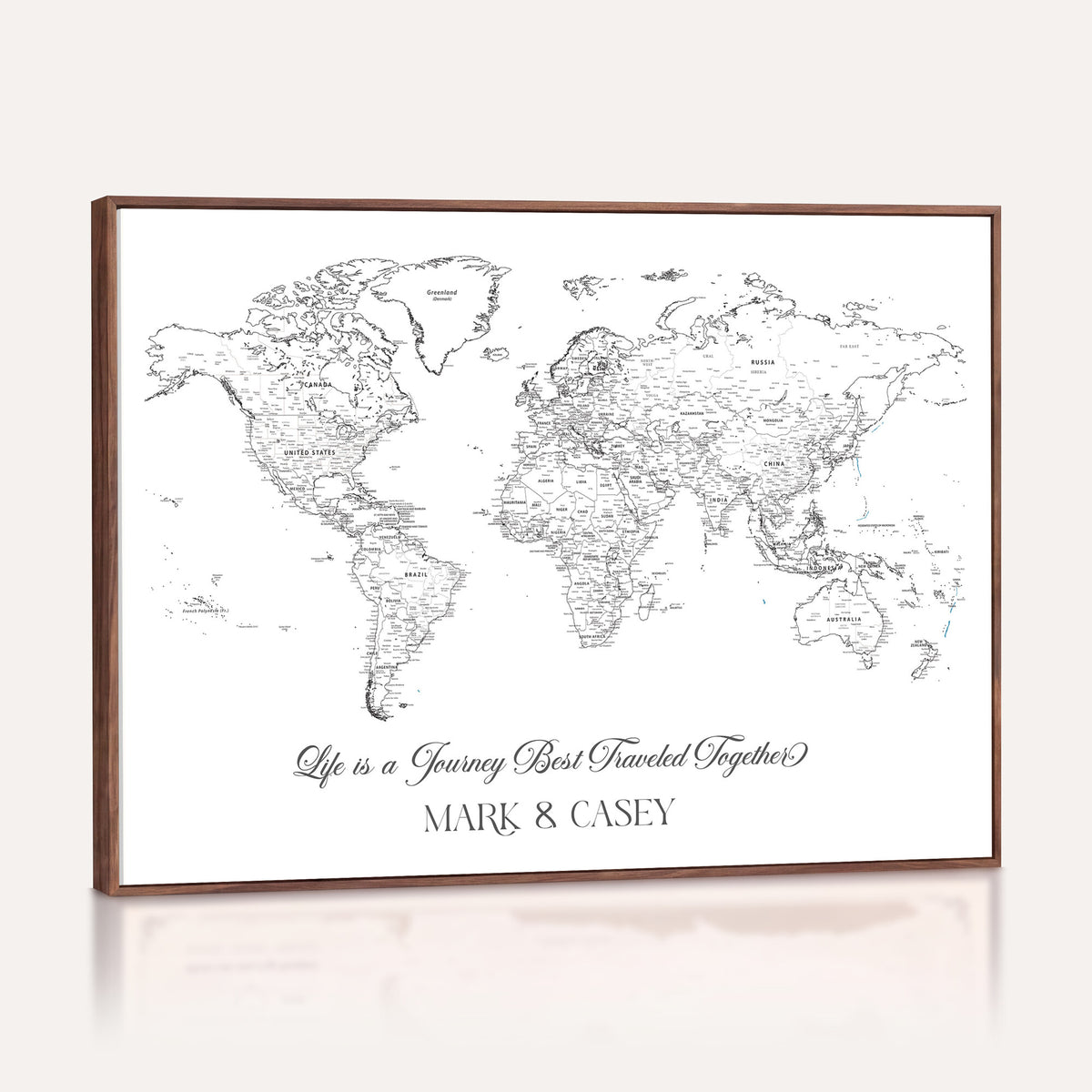 57820424-MGV-CV-36X24 - Custom Push Pin World Map Wall Art Canvas Print – Personalized Travel Tracker with Pins Framed Large for Home and Office Decor