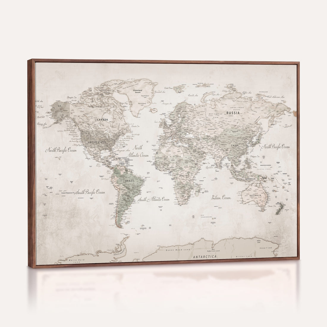 Antique Style World Map Canvas Print | Vintage Detailed World Map Art for Travel Lovers