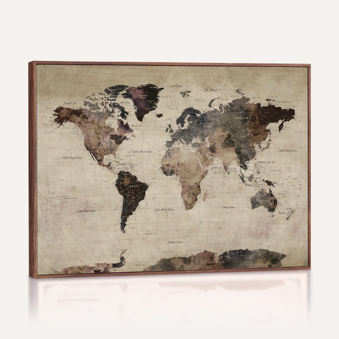 World Map Canvas Print, Detailed Map of the World, Adventure Gift for Couples and Anniversaries