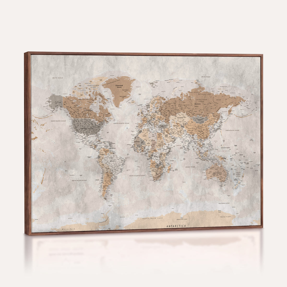 Detailed World Map Wall Art Canvas Print for Home and Office Decor