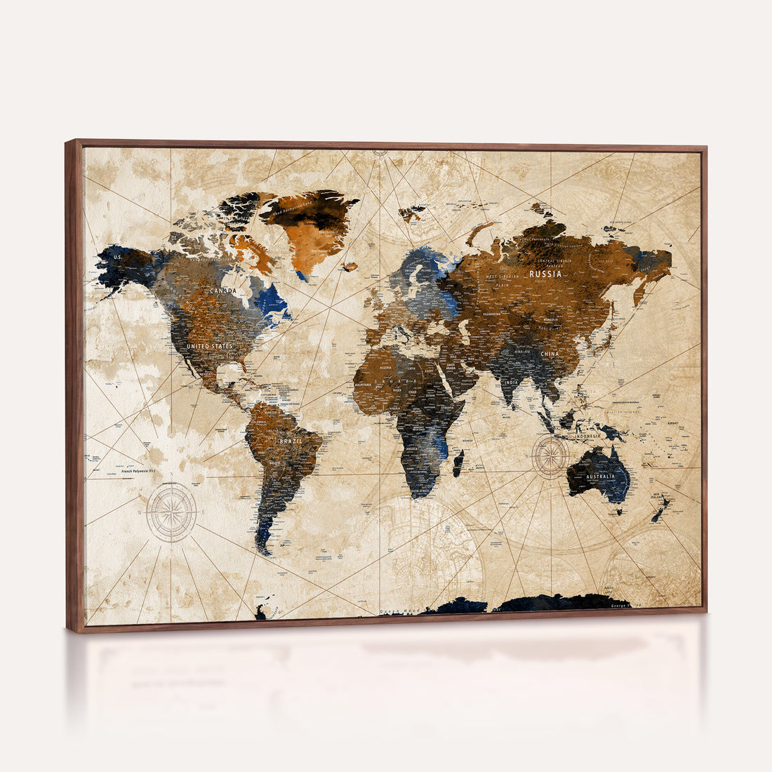 World Map Canvas Art Print | Framed Travel Map Wall Art