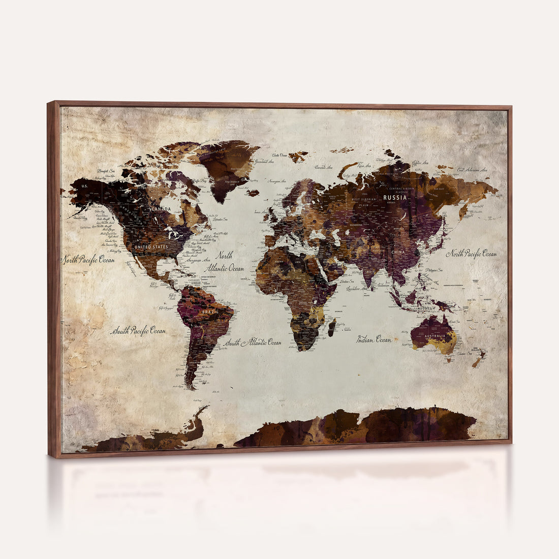 World Map Canvas Triptych | Colorful Global Wall Art for Living Rooms