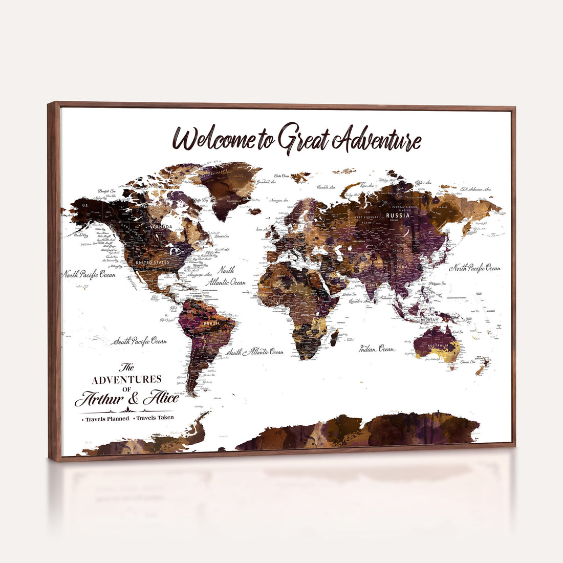 Custom Push Pin World Map Wall Art Canvas Print | Personalized Travel Map