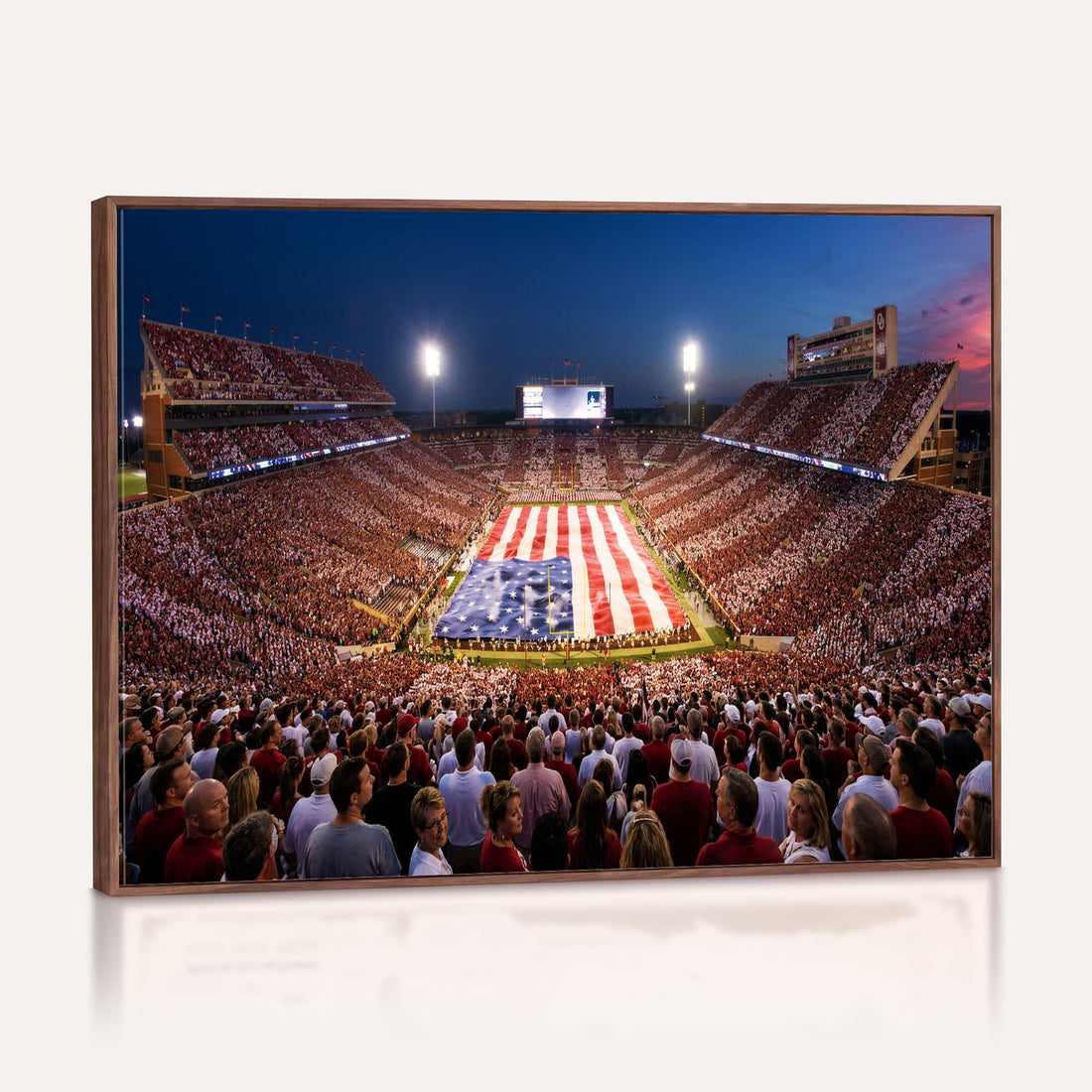 Oklahoma Memorial Stadium Wall Art Canvas Print, Oklahoma, Framed and Ready to Hang