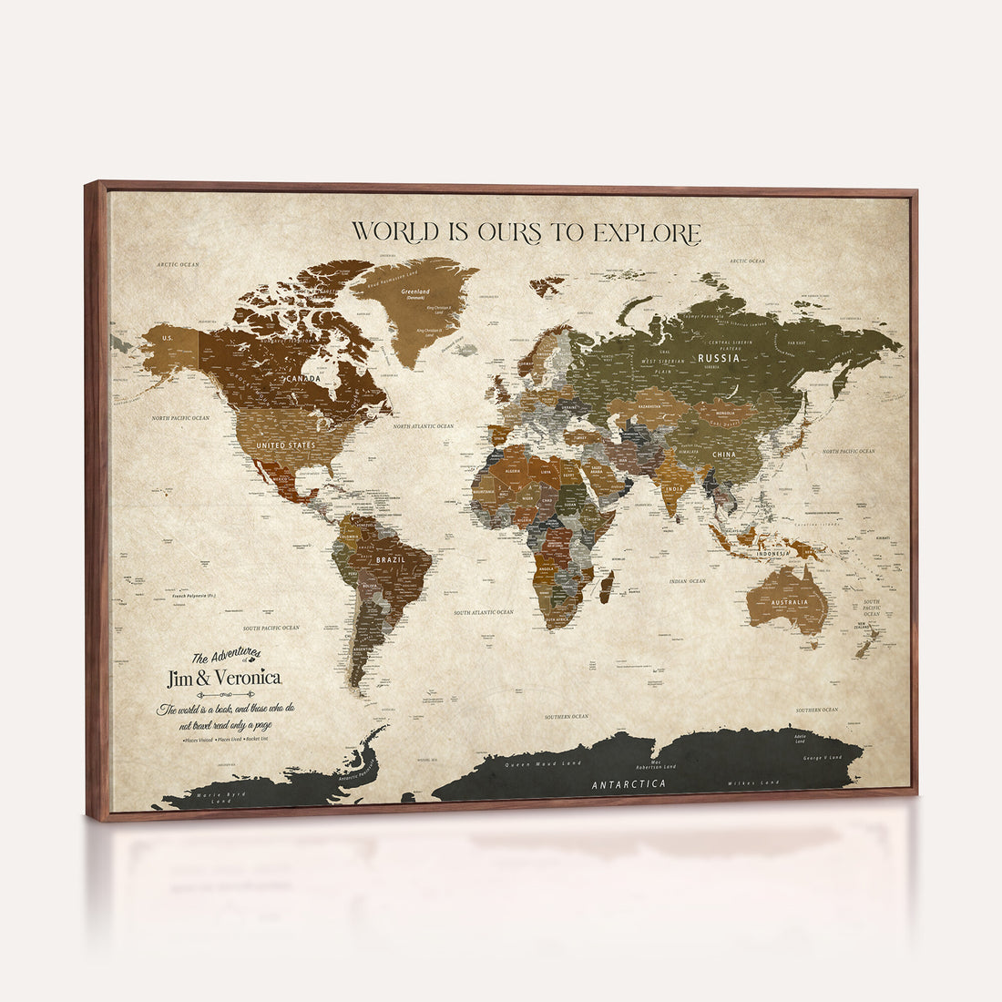 Custom Push Pin World Map Wall Art Canvas Print | Travel Tracker With Pins