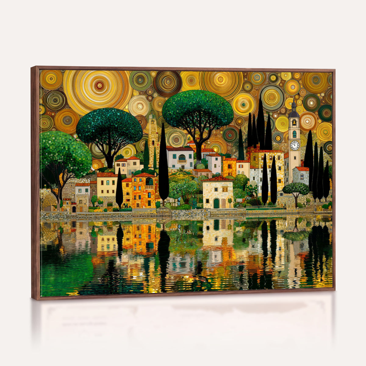93010897-MGV-CV-36X24 - Gustav Klimt Golden Cityscape Wall Art Canvas Print,