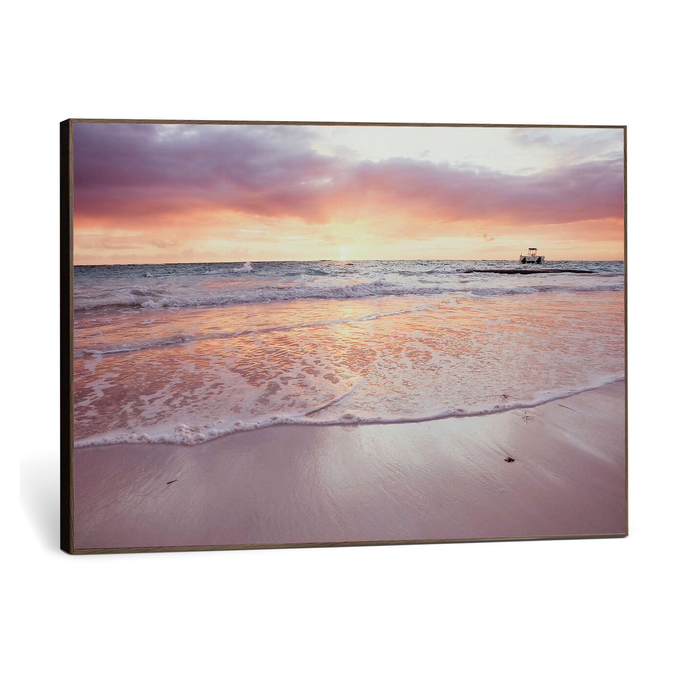44765395-MGV-CV-36X24 - Beach Sunset Canvas Wall Art Print - Ocean Waves Landscape, Coastal Photography, Seascape Wall Decor, Ready to Hang