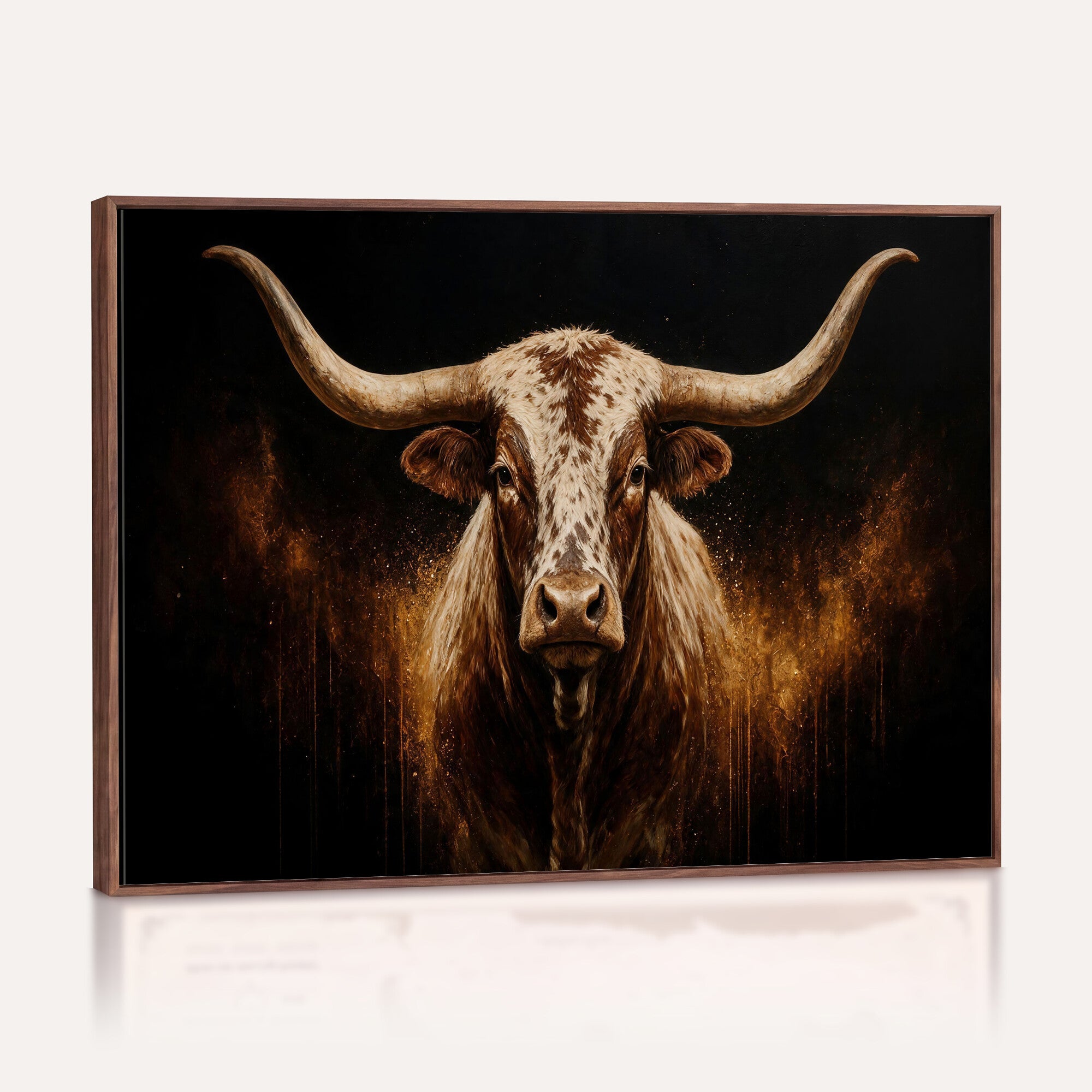 62076449-MGV-CV-36X24 - Texas Bull Cow Longhorn Canvas Wall Art Moody Western Bull Oil Painting Print