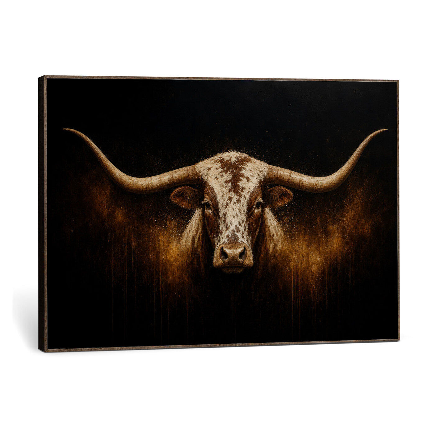 12628958-MGV-CV-36X24 - Texas Longhorn Canvas Wall Art Moody Western Bull Oil Painting Print