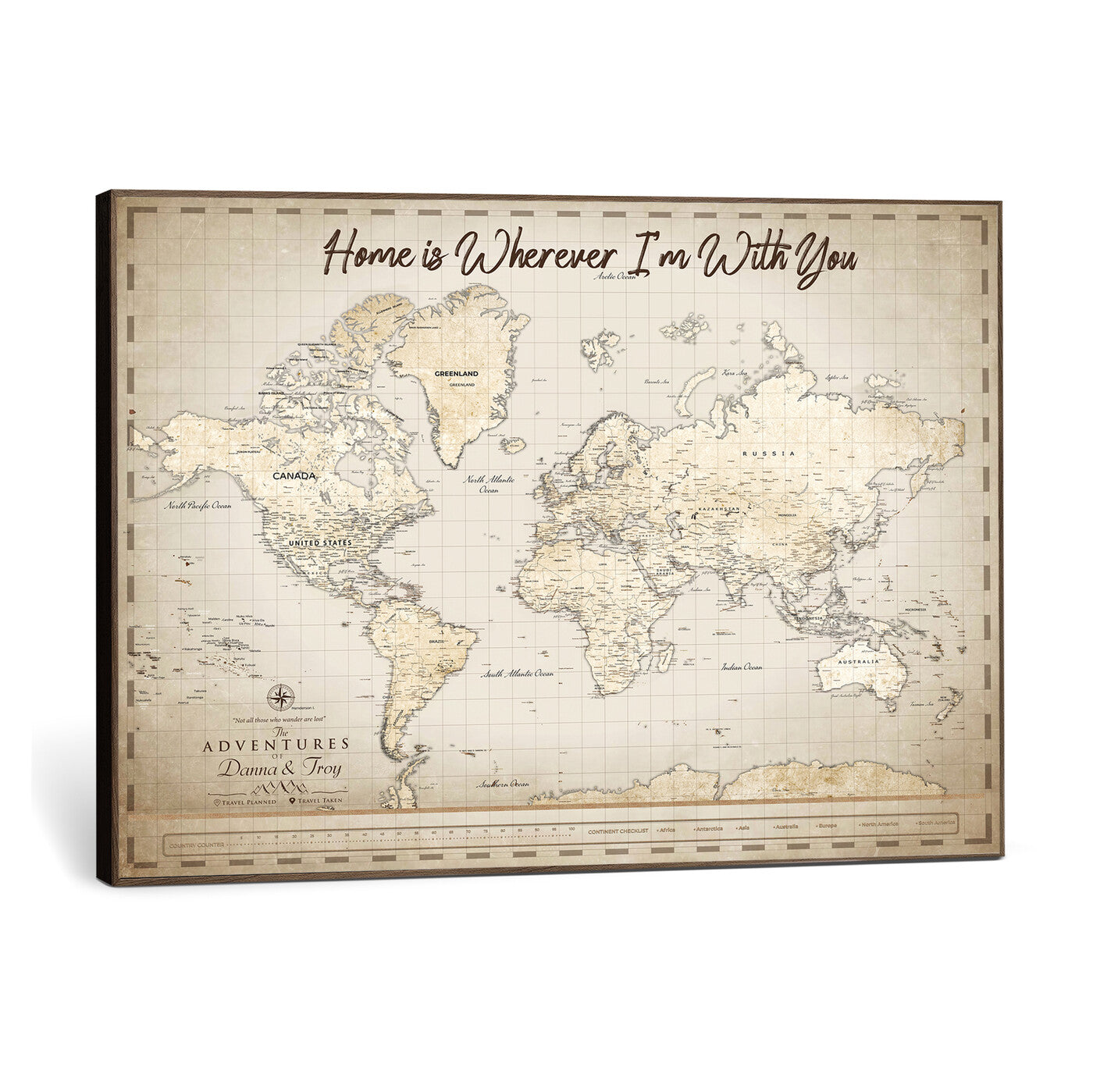 40086720-MGV-CV-36X24 - Custom Push Pin World Map Canvas Print – Personalized Travel Map Wall Art