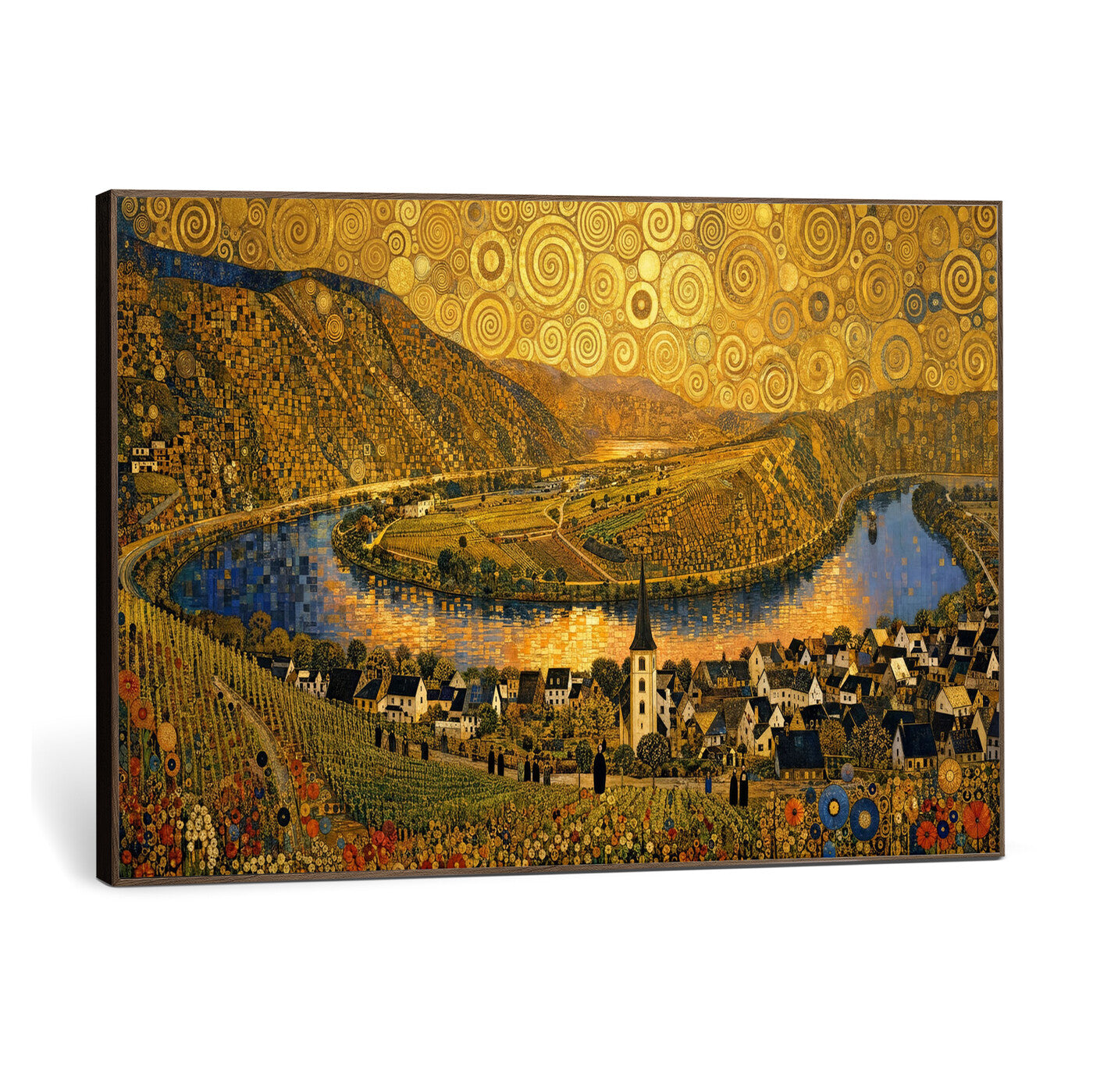 33713008-MGV-CV-36X24 - Gustav Klimt Style Mosel City Wall Art Canvas Print