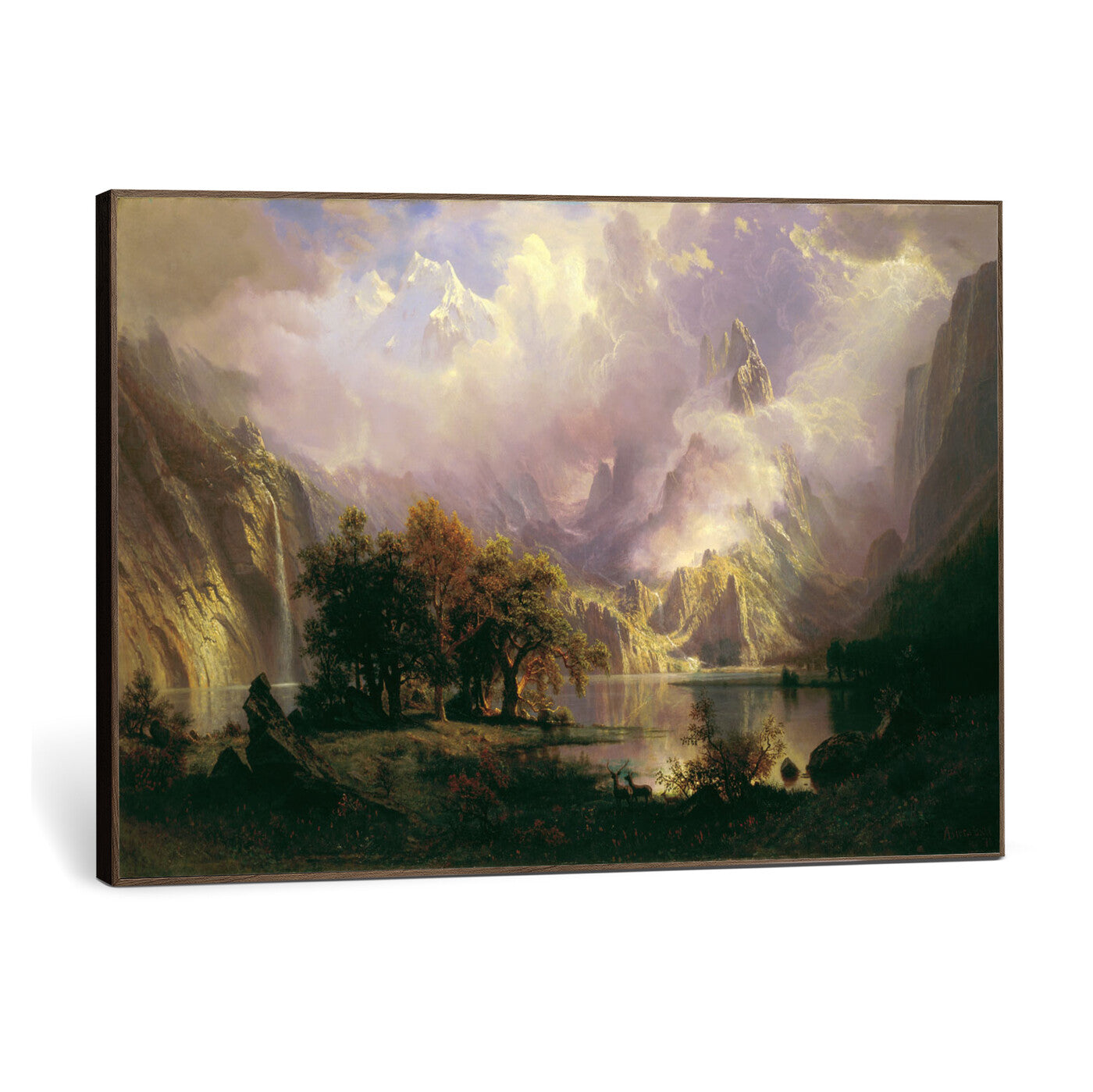 49189463-MGV-CV-36X24 - Albert Bierstadt Rocky Mountain Landscape Wall Art Canvas Print, Classic Fine Art Painting Print