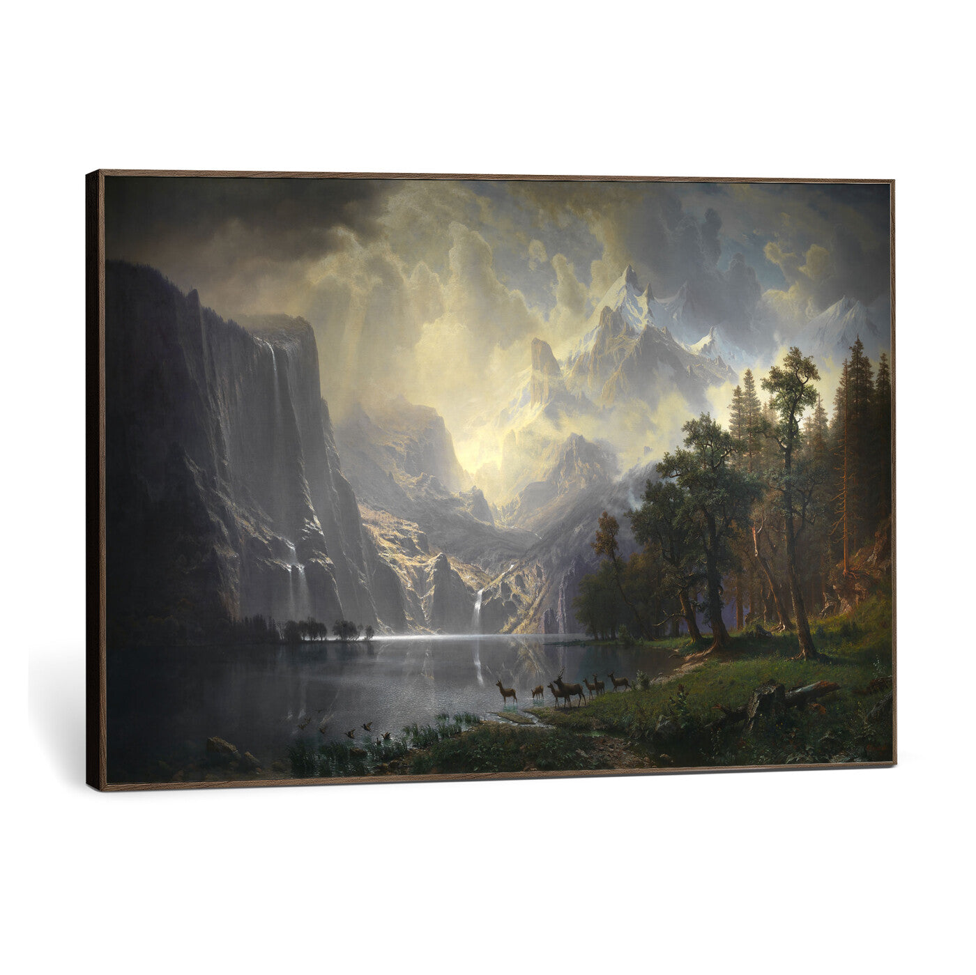 63266254-MGV-CV-36X24 - Albert Bierstadt Among the Sierra Nevada California Wall Art Canvas Print, Landscape Painting Print