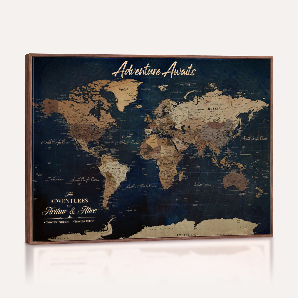 74477969-MGV-CV-36X24 - Custom Push Pin World Map Canvas | Personalized Travel Tracker | Wedding Anniversary Gift for Couples | Adventure Map Wall Art with Pins