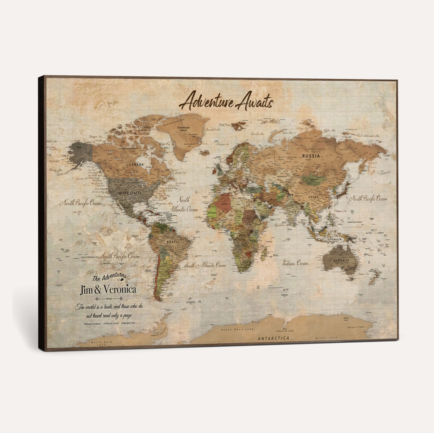 51298056-MGV-CV-36X24 - Custom Push Pin World Map Canvas | Personalized Travel Tracker | Wedding Anniversary Gift for Couples | Adventure Map Wall Art with Pins