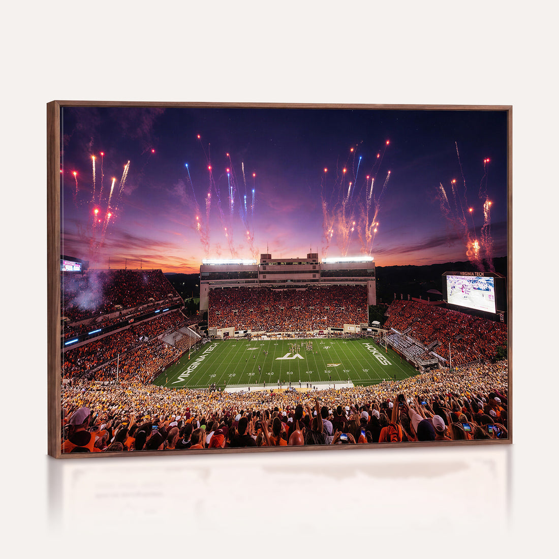 Lane Stadium Worsham Field Fireworks Canvas Wall Art - Virginia Tech Hokies Night Game Print