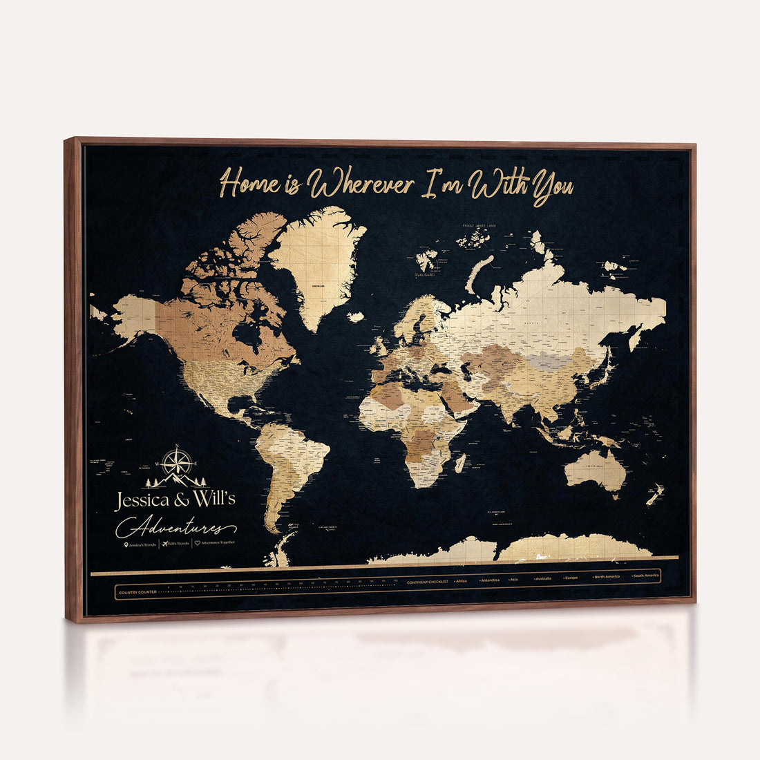 Extra Large Personalized Travel Map Wall Art, Framed Push Pin World Canvas