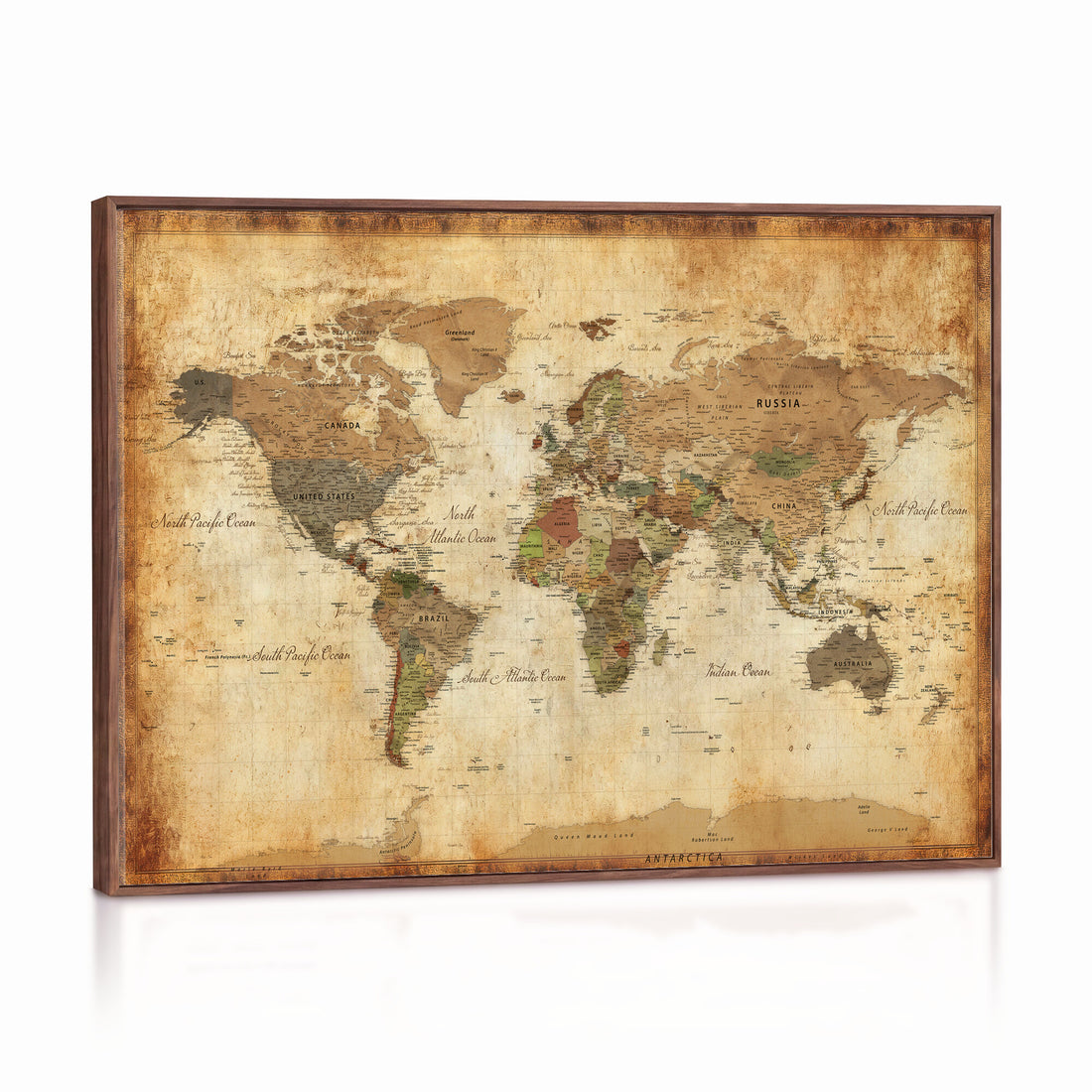 Custom Push Pin World Map Wall Art Canvas Print – Personalized Travel Tracker with Pins Framed Large for Home and Office Decor
