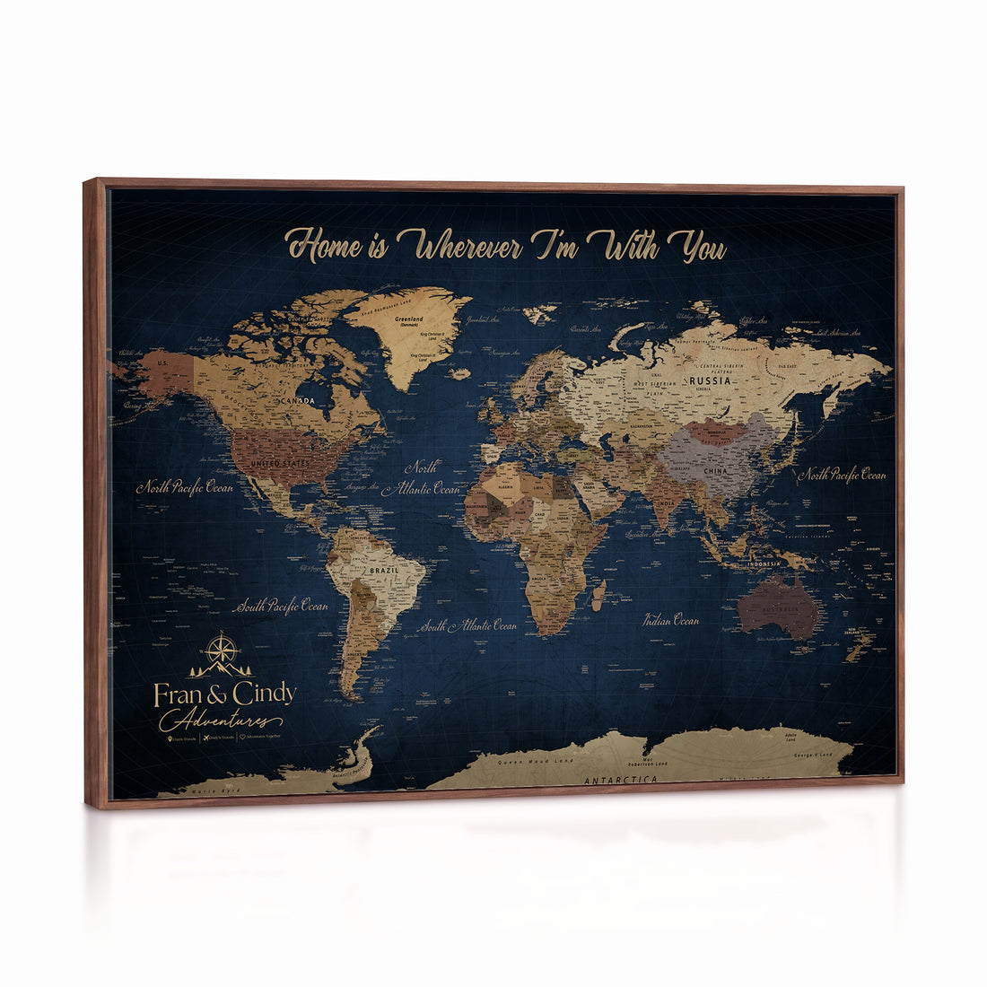 Custom Push Pin World Map Wall Art Canvas Print – Personalized Travel Tracker with Pins Framed Large for Home and Office Decor