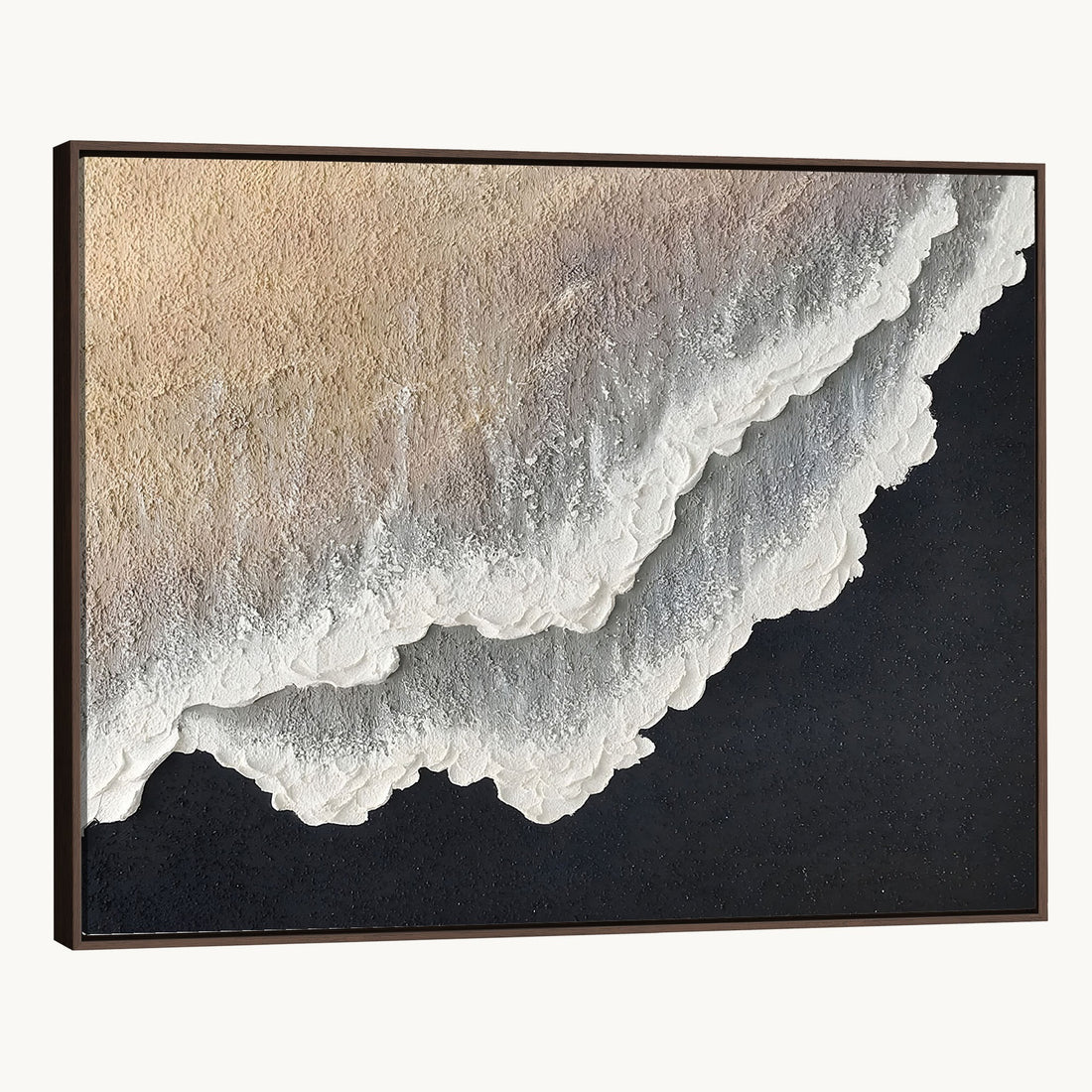 Ocean Wave and Sand Coastal Wall Art, Modern Beach Decor for Living Room