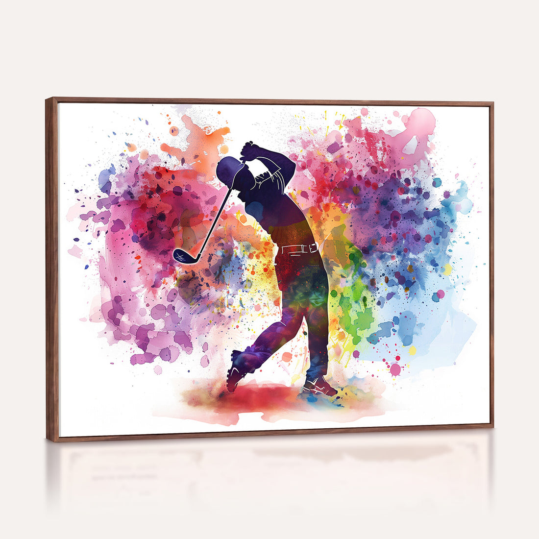 Colorful Golfer Swing Wall Art Canvas Print, Ready to Hang