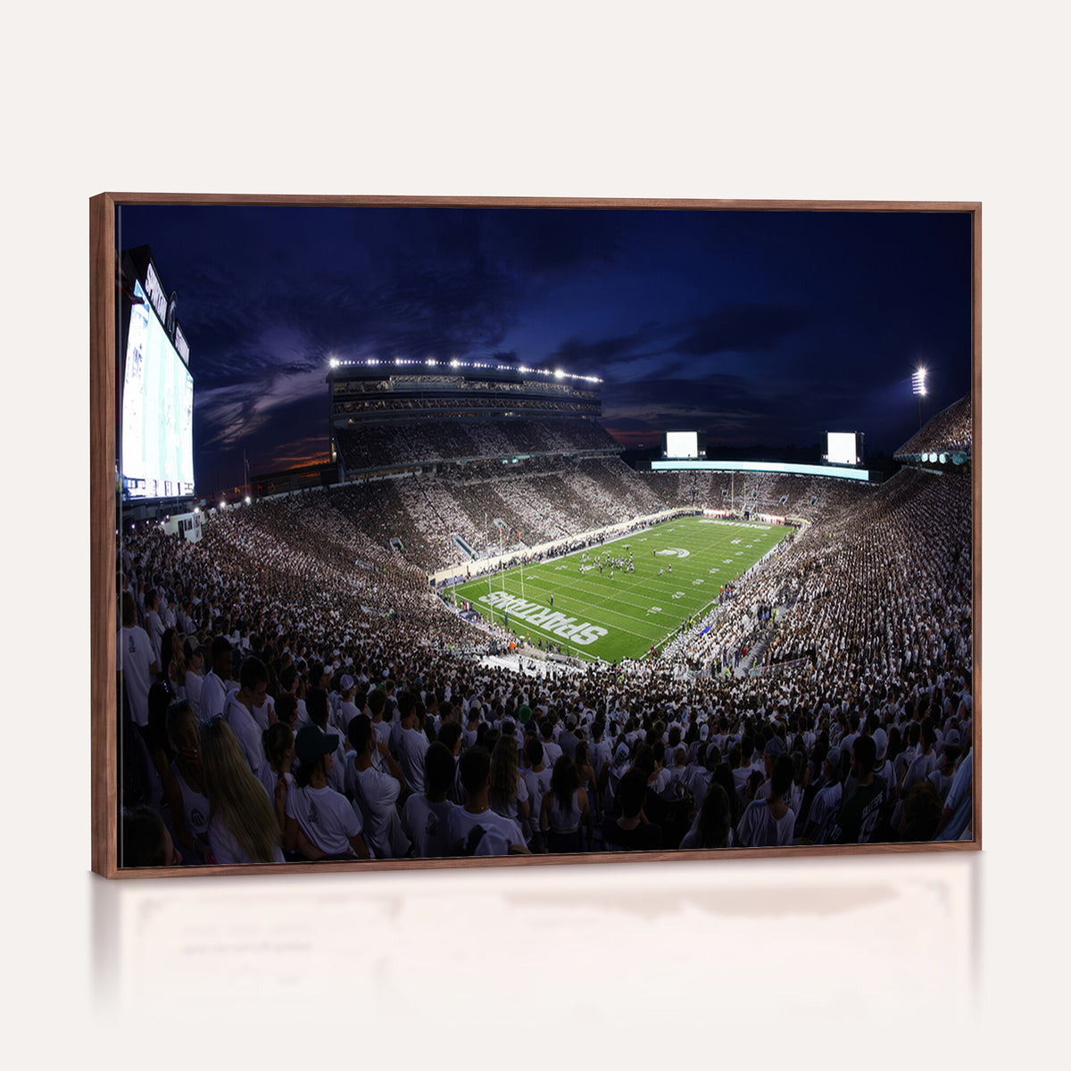 75193-PAN-FL-20X10 - Michigan State Spartans Canvas, Framed Football Team Print - East Lansing Spartan Stadium Wall Art