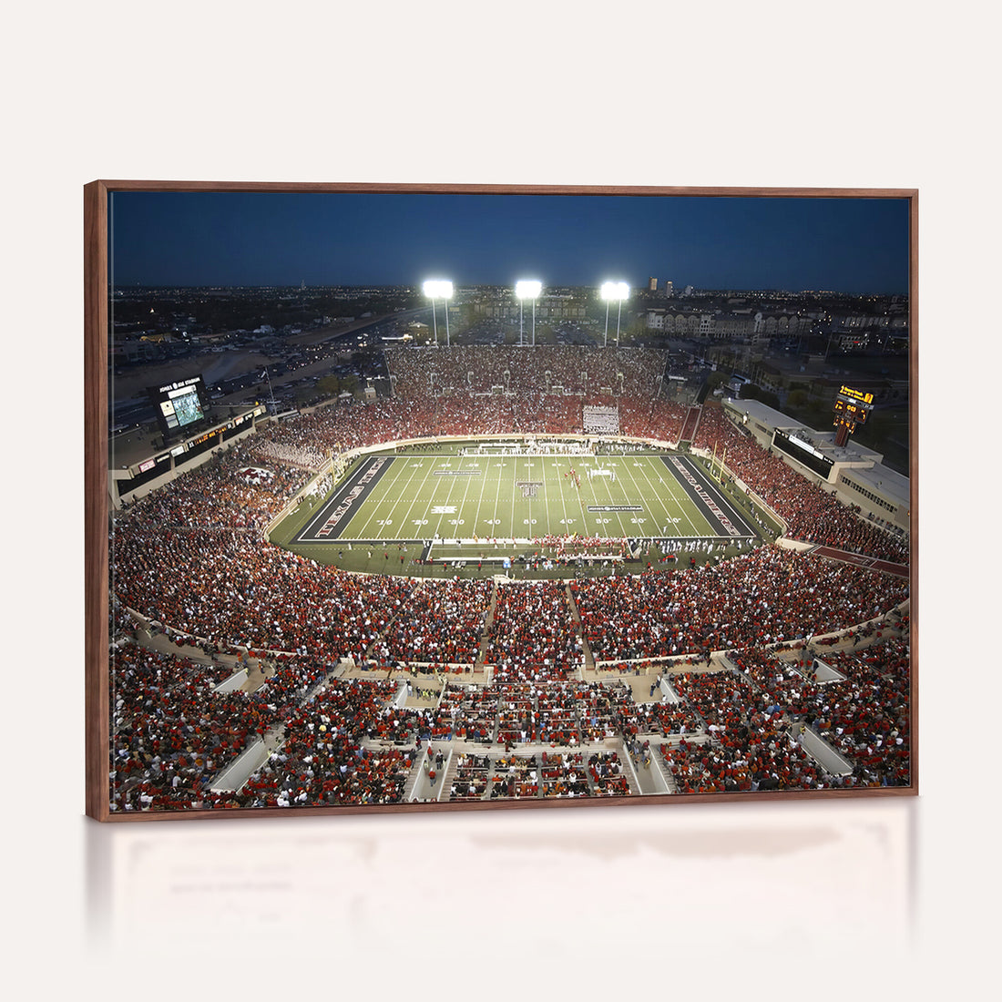 Texas Tech Red Raiders Football Team Print, Lubbock Jones AT&T Stadium, Framed and Ready to Hang
