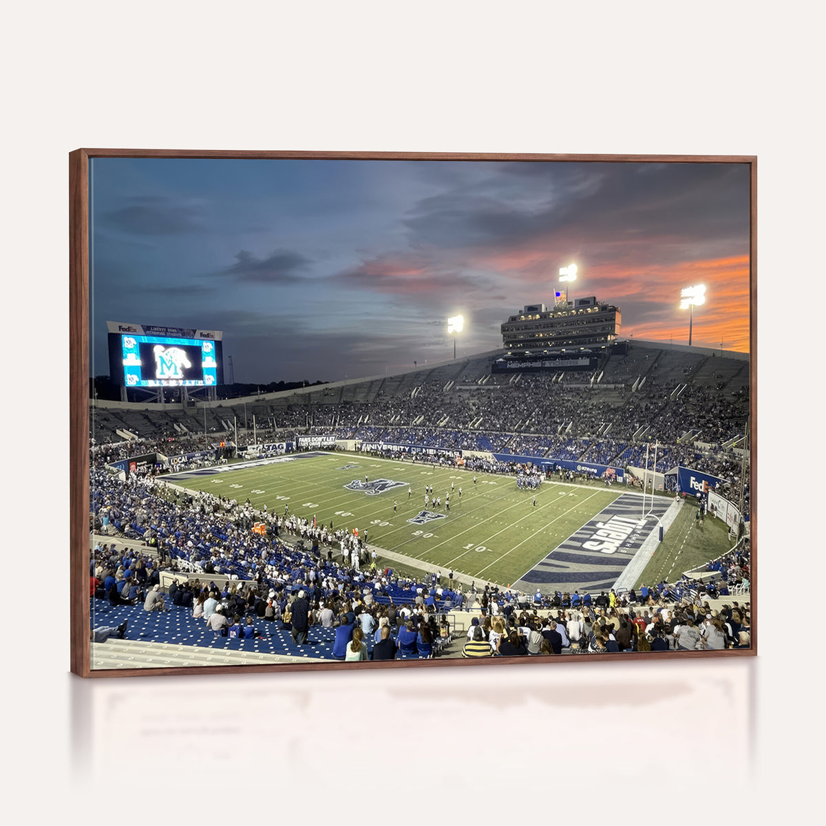 64409-PAN-FL-20X10 - Memphis Tigers Football Team Print - Memphis Simmons Bank Liberty Stadium Wall Art Canvas Print