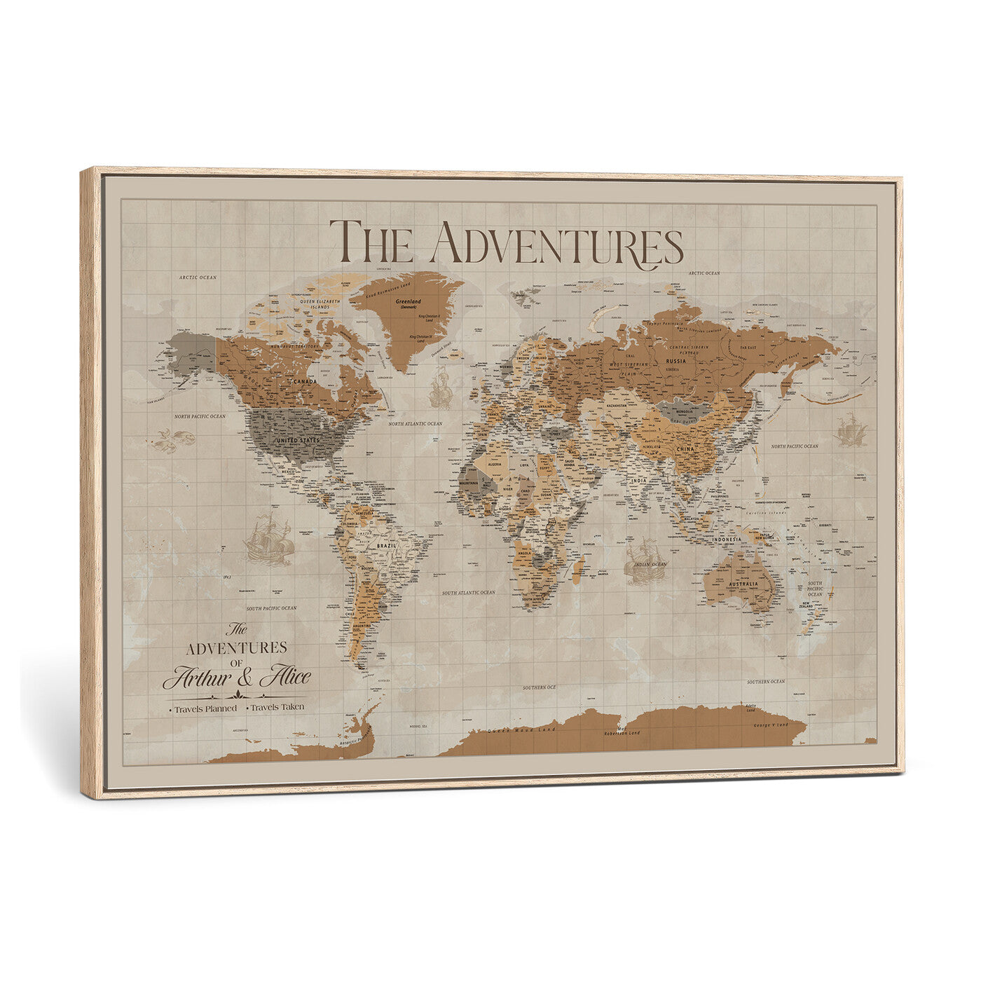 57738274-MGV-CV-36X24 - Custom Push Pin World Map Wall Art Canvas Print – Personalized Travel Tracker - NEWMAP-10