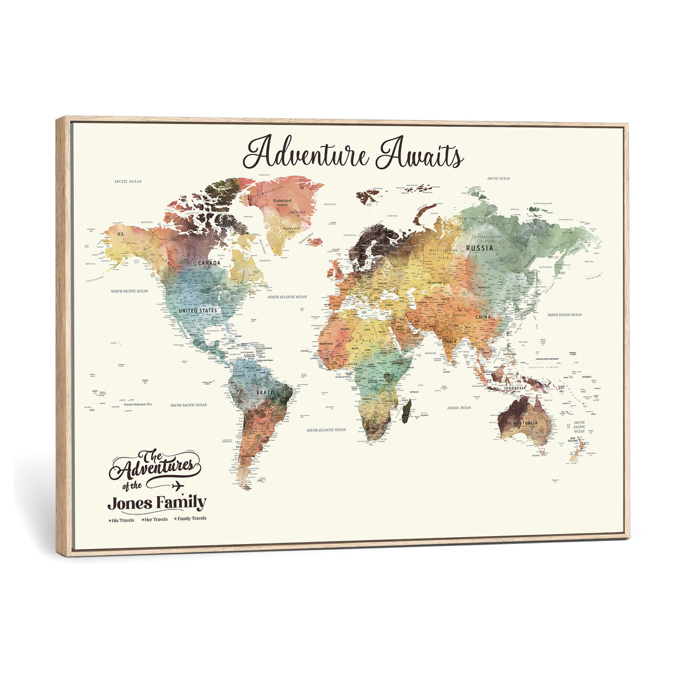 73360781-MGV-CV-36X24 - Custom Push Pin World Map Wall Art Canvas Print – Personalized Travel Tracker - NEWMAP-7