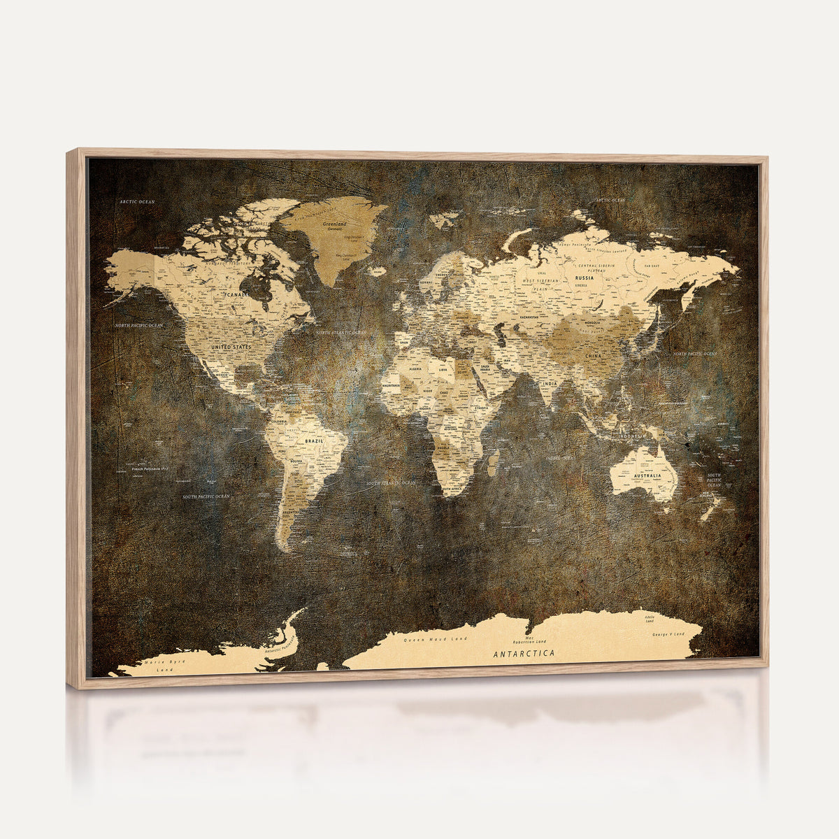 89742472-MGV-CV-36X24 - Large Framed Vintage World Map Wall Art Print for Home Wall
