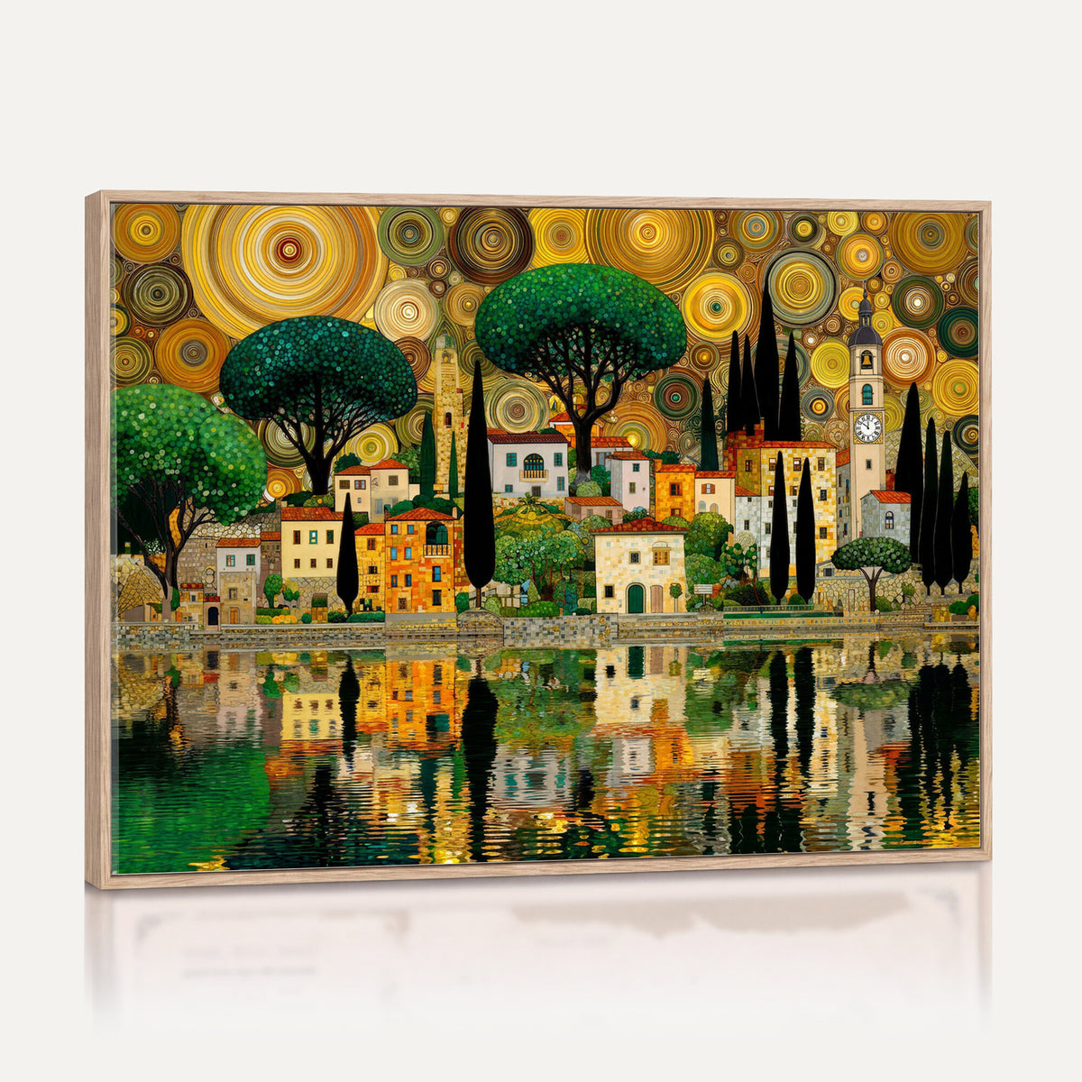 93010897-MGV-CV-36X24 - Gustav Klimt Golden Cityscape Wall Art Canvas Print,
