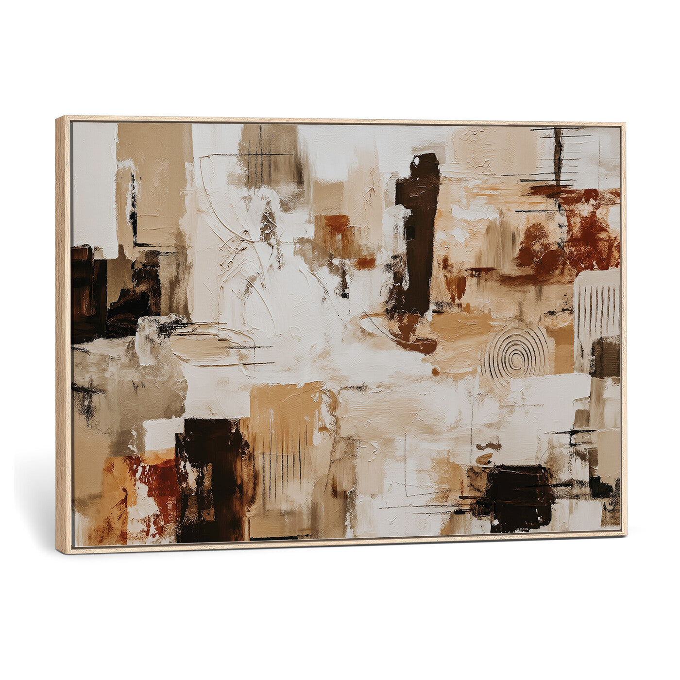 26560159-MGV-CV-36X24 - Blue Teal Abstract Canvas Wall Art, Modern Textured Painting Print, Navy Orange White Contemporary Art, Neutral Living Room Decor, Office Art