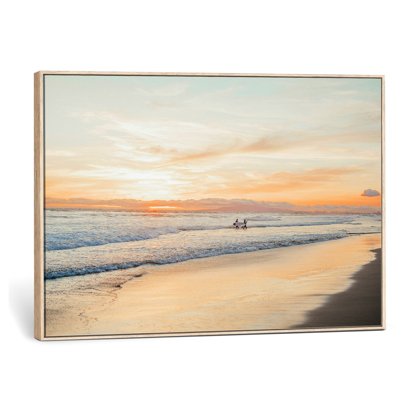 38131619-MGV-CV-36X24 - Beach Sunset Canvas Wall Art Print | Ocean Waves Landscape, Coastal Photography, Seascape Wall Decor, Ready to Hang