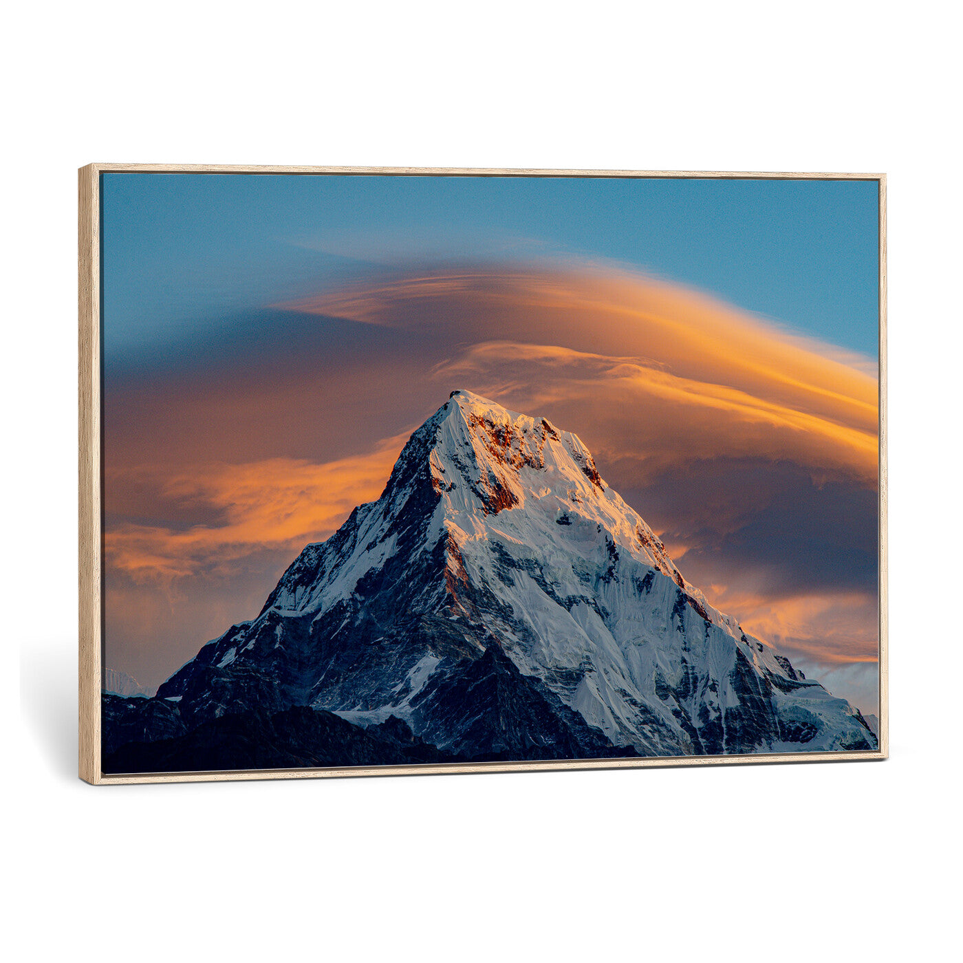 73810927-MGV-CV-36X24 - Snow Mountain Canvas Wall Art Print | Alpine Peak Landscape, Winter Nature Photography, Large Mountain Decor