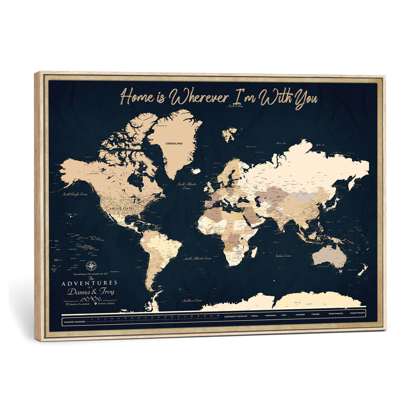 29990805-MGV-CV-36X24 - Custom Push Pin World Map Canvas Print β Personalized Travel Map Wall Art