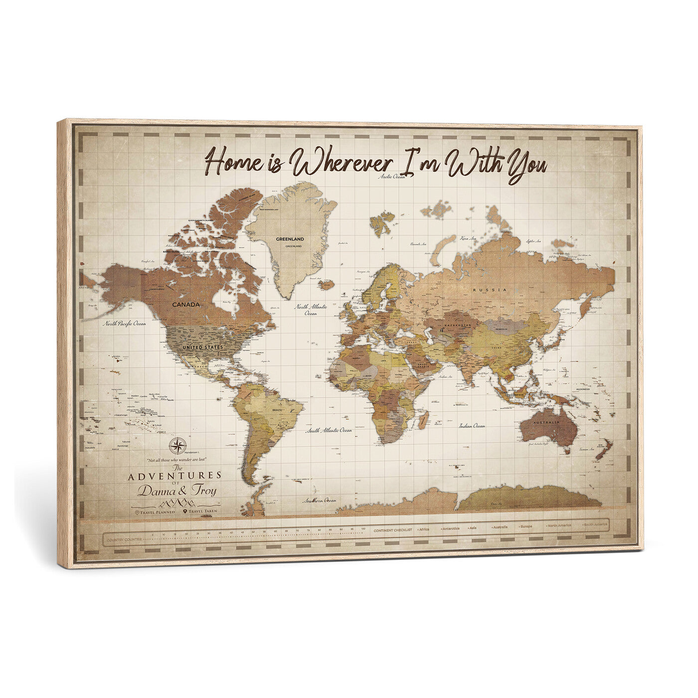 33352020-MGV-CV-36X24 - Custom Push Pin World Map Canvas Print – Personalized Travel Map Wall Art