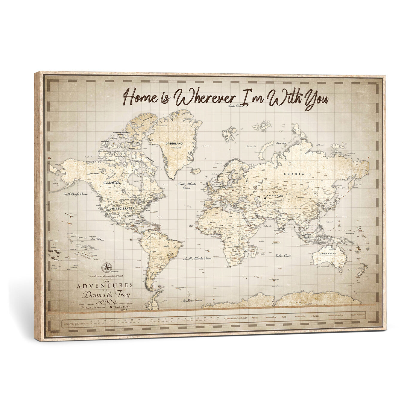 40086720-MGV-CV-36X24 - Custom Push Pin World Map Canvas Print – Personalized Travel Map Wall Art