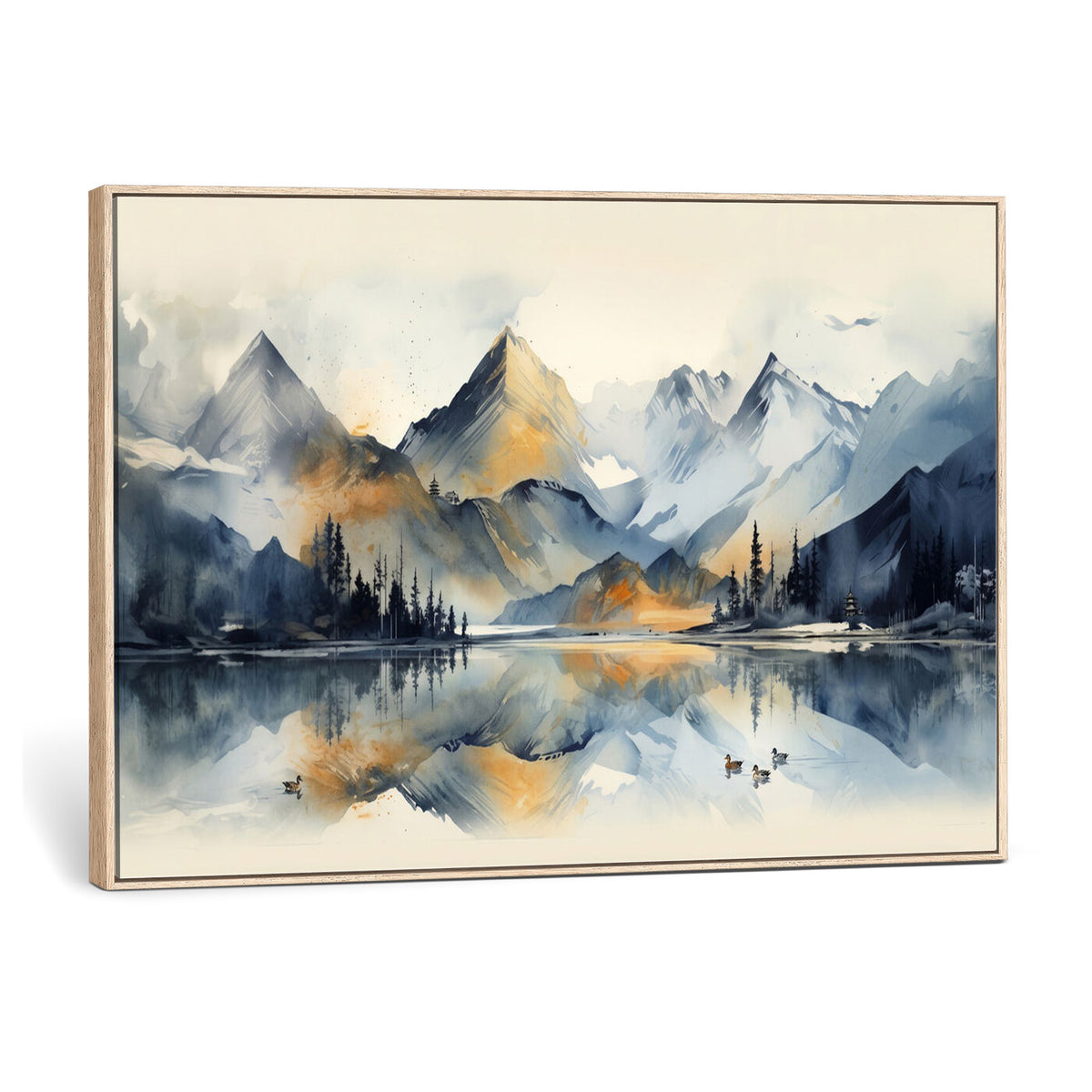 10196184T-MGV-CV-36X24 - Abstract Lake Mountain Wall Art Canvas Print