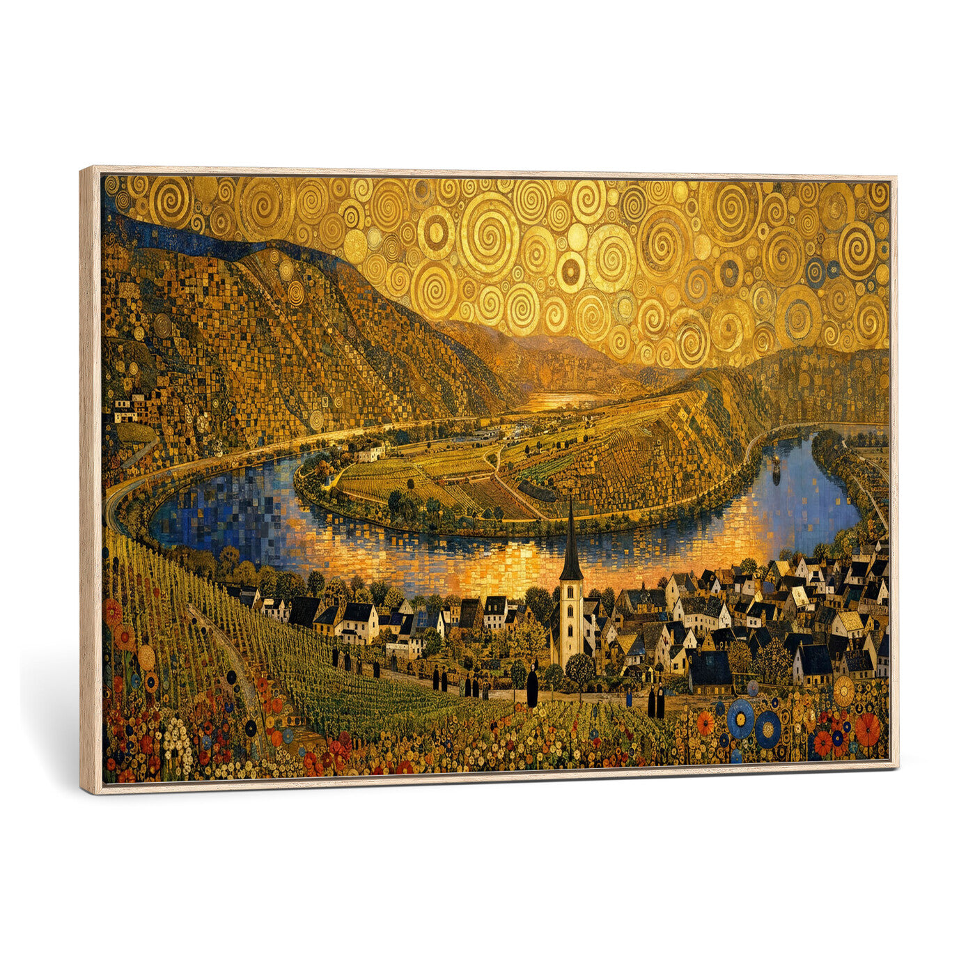 33713008-MGV-CV-36X24 - Gustav Klimt Style Mosel City Wall Art Canvas Print