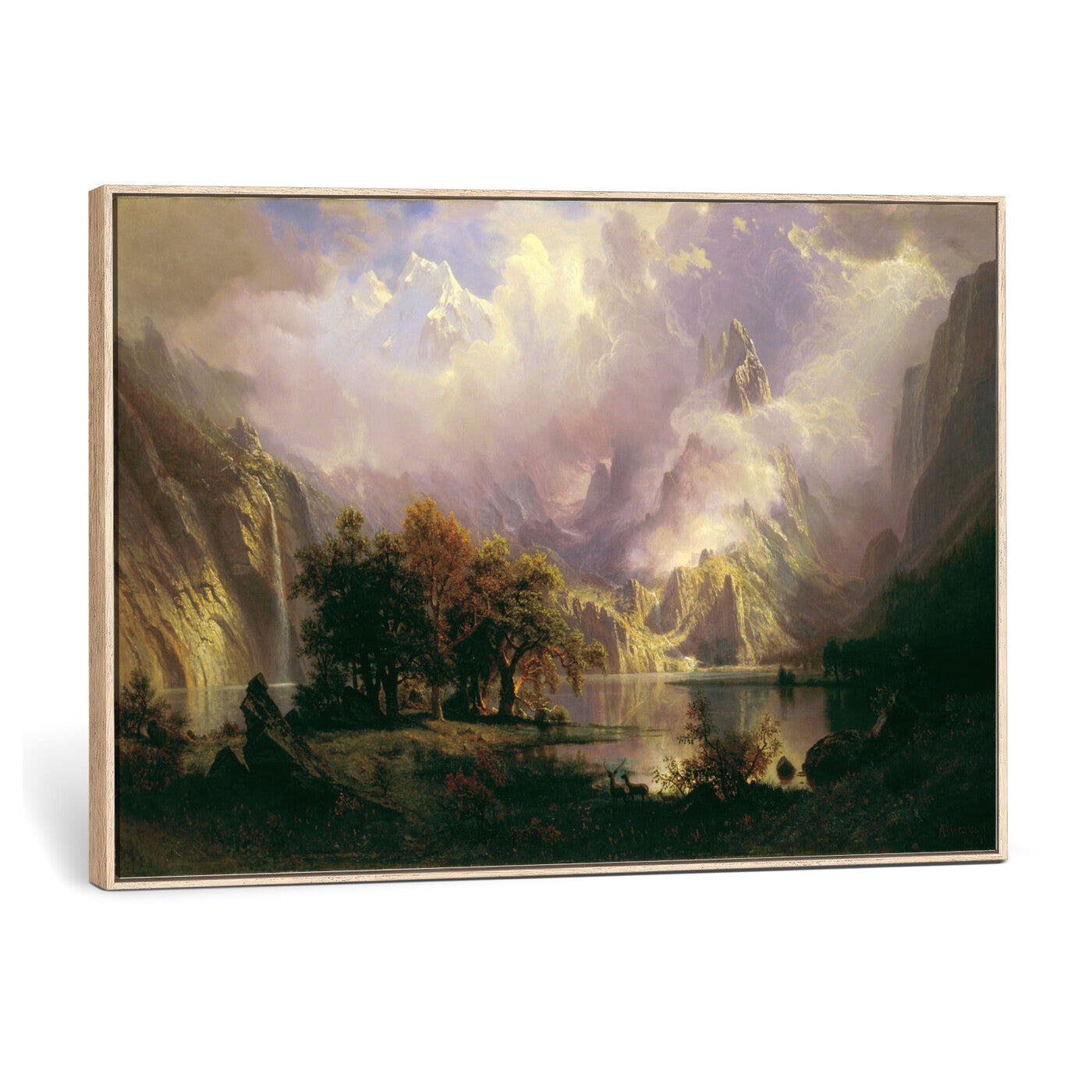 49189463-MGV-CV-36X24 - Albert Bierstadt Rocky Mountain Landscape Wall Art Canvas Print, Classic Fine Art Painting Print