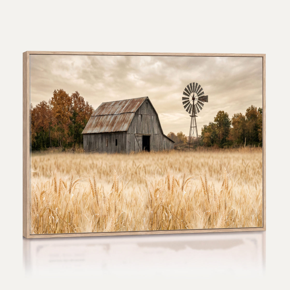99640659-MGV-CV-36X24 - Rustic Farmhouse Barn and Windmill Wall Art Canvas Print, Country Landscape Photography Print