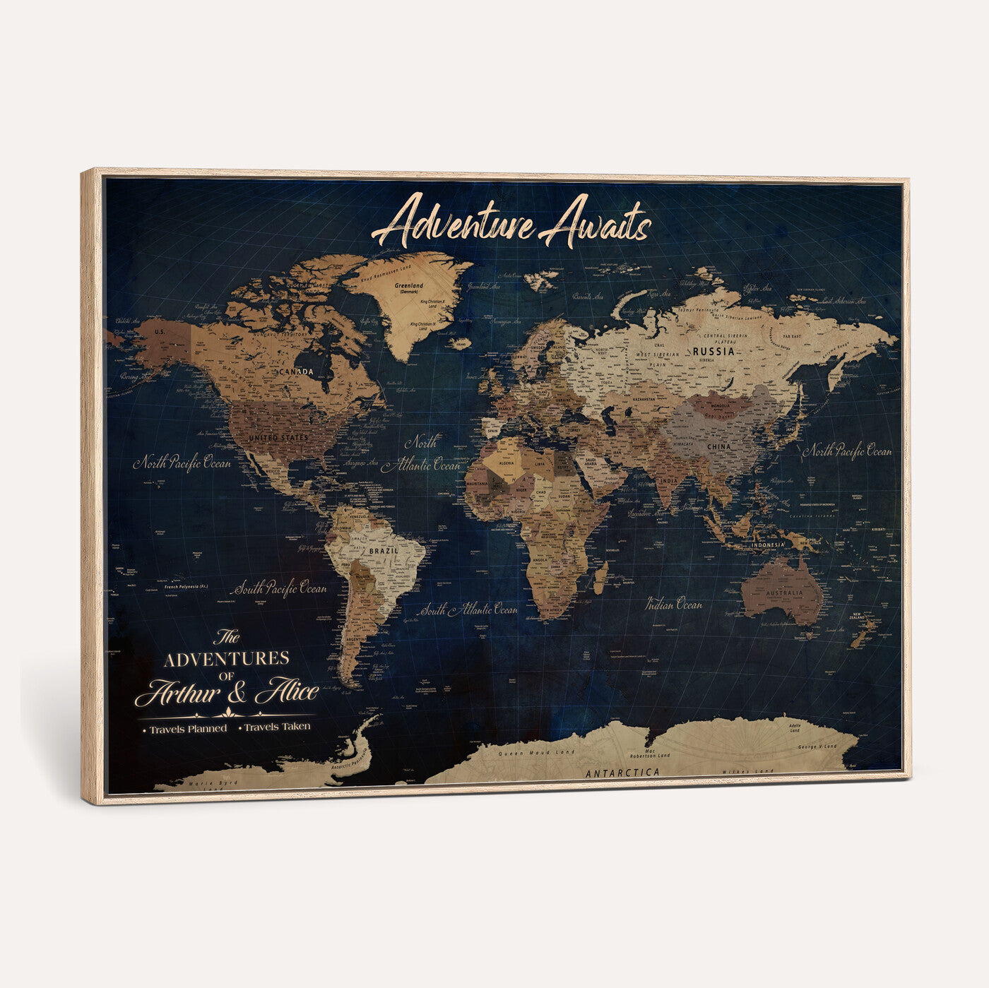74477969-MGV-CV-36X24 - Custom Push Pin World Map Canvas | Personalized Travel Tracker | Wedding Anniversary Gift for Couples | Adventure Map Wall Art with Pins
