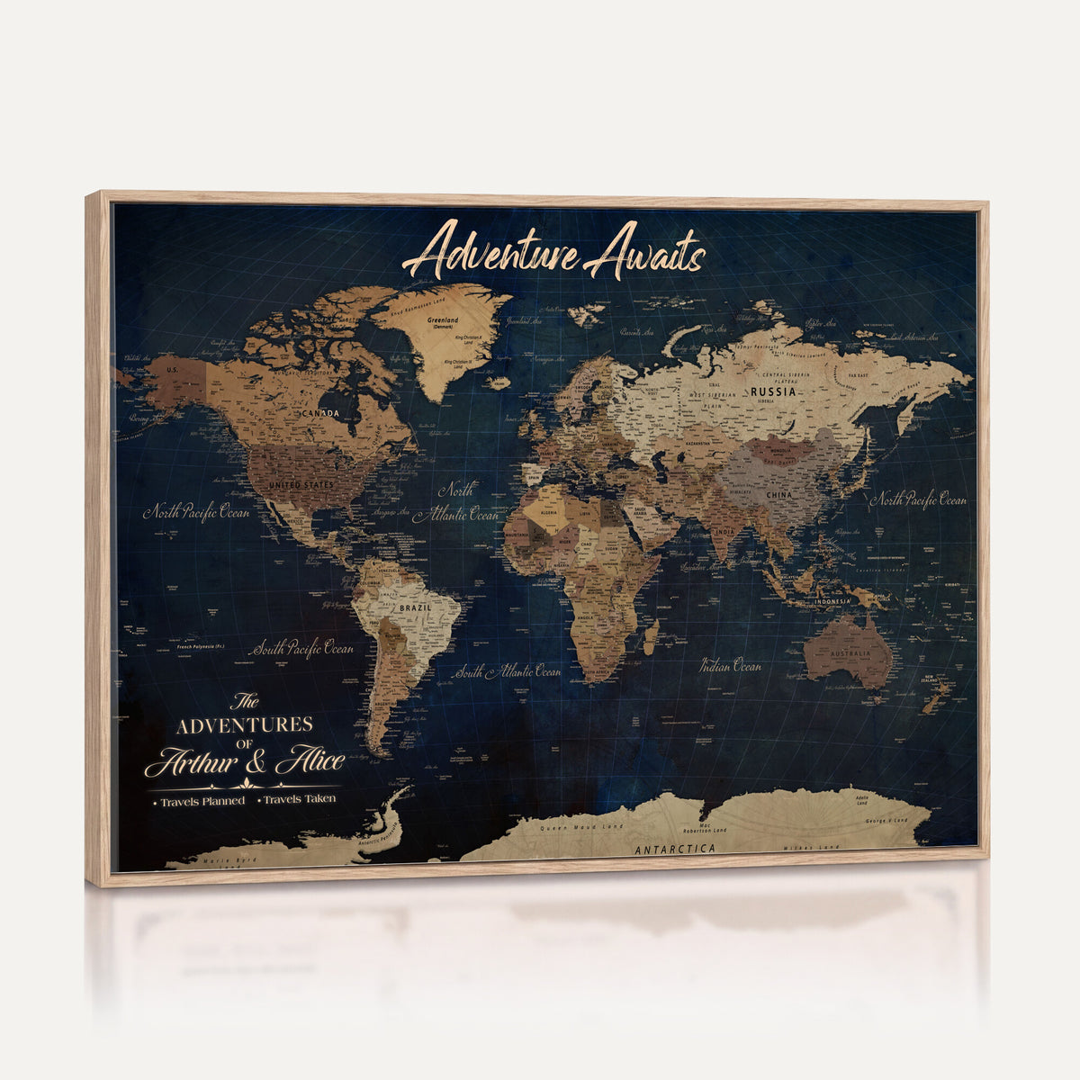 74477969-MGV-CV-36X24 - Custom Push Pin World Map Canvas | Personalized Travel Tracker | Wedding Anniversary Gift for Couples | Adventure Map Wall Art with Pins