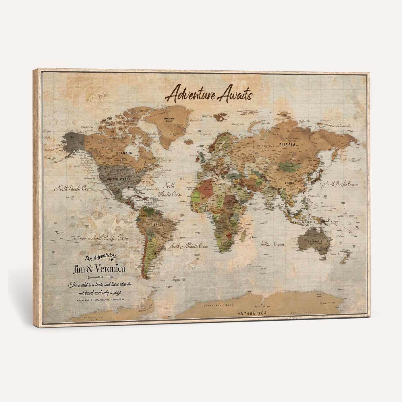 51298056-MGV-CV-36X24 - Custom Push Pin World Map Canvas | Personalized Travel Tracker | Wedding Anniversary Gift for Couples | Adventure Map Wall Art with Pins